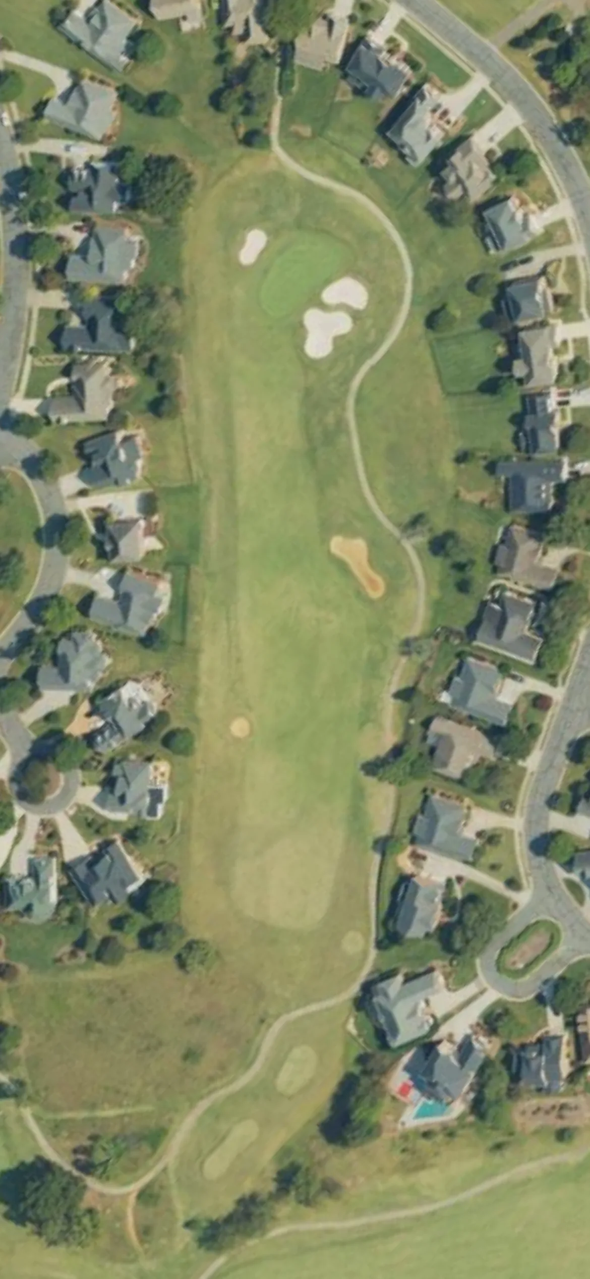 Salem Glen CC hole 9 aerial preview, par 4, 337 yards