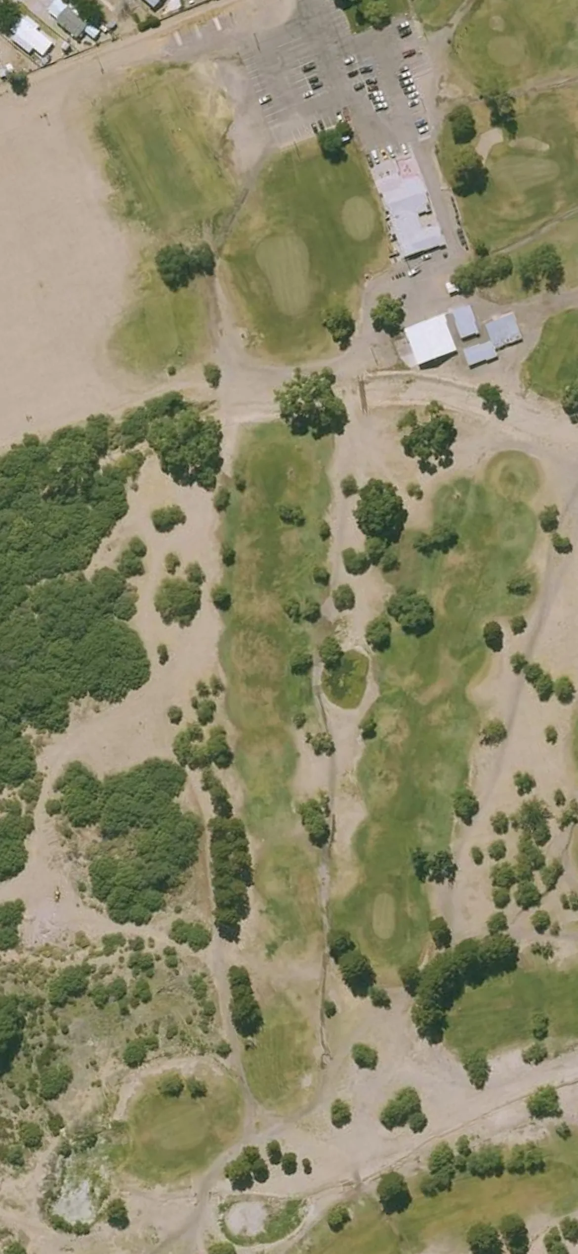 Safford Mt Graham GC hole 18 aerial preview, par 4, 398 yards