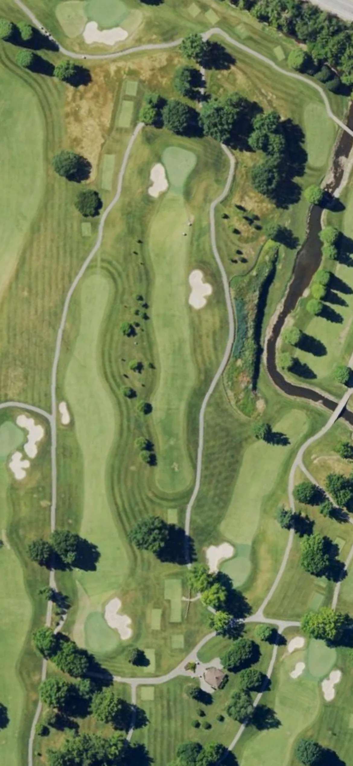 Big Spring Country Club hole 8 aerial preview, par 4, 427 yards