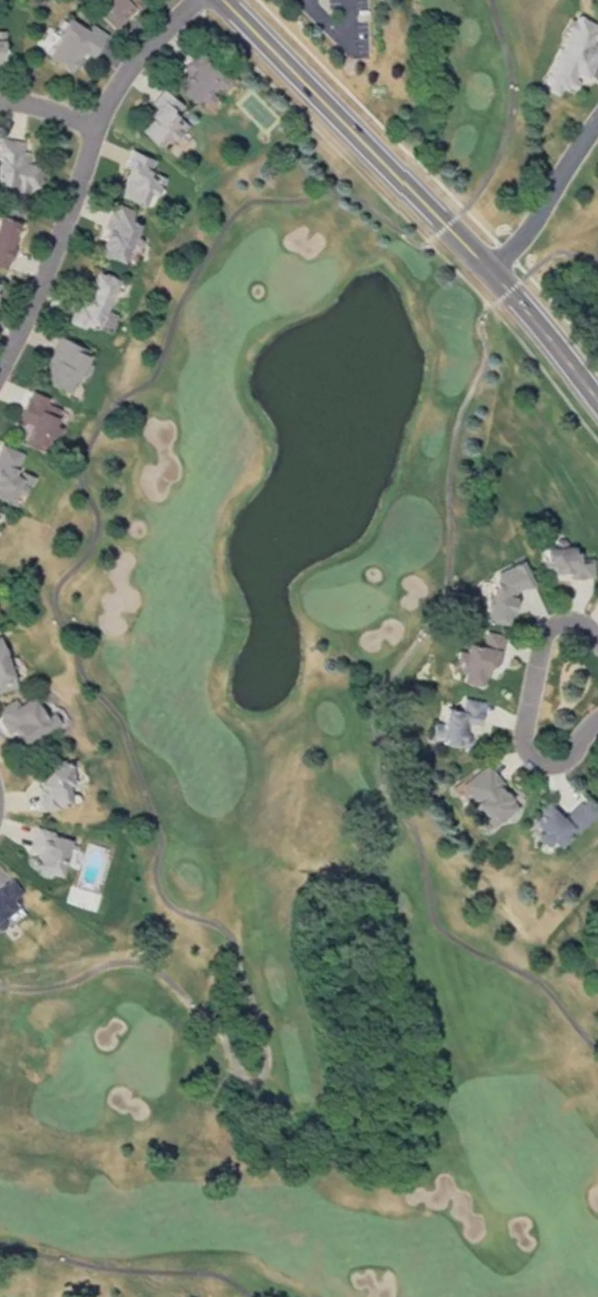 Edinburgh USA hole 3 aerial preview, par 4, 420 yards