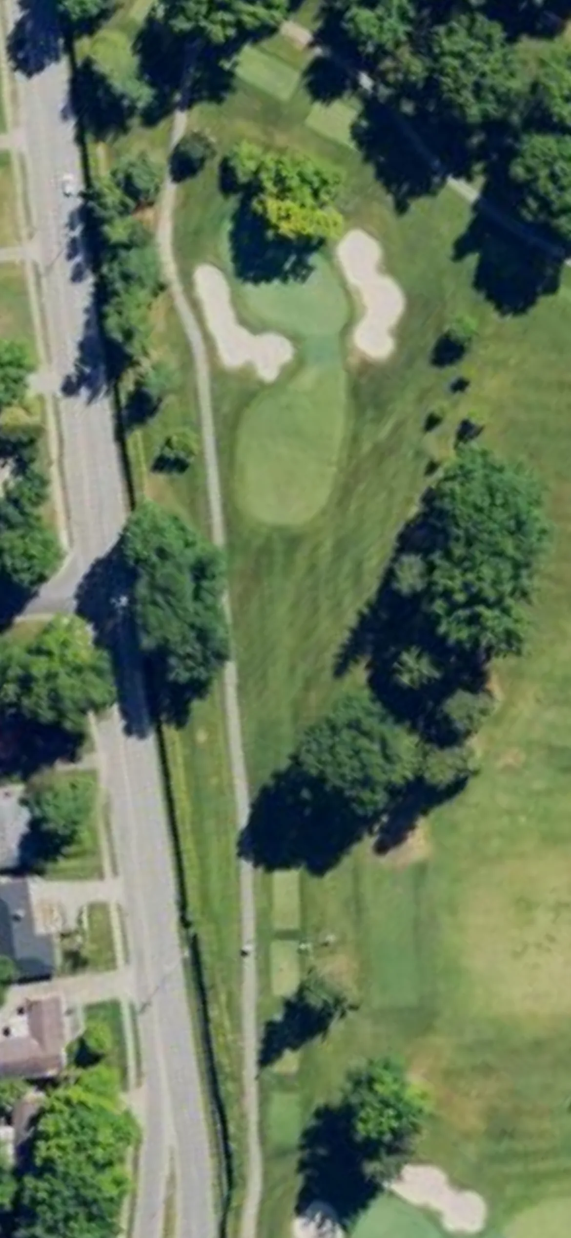Big Spring Country Club hole 17 aerial preview, par 3, 203 yards
