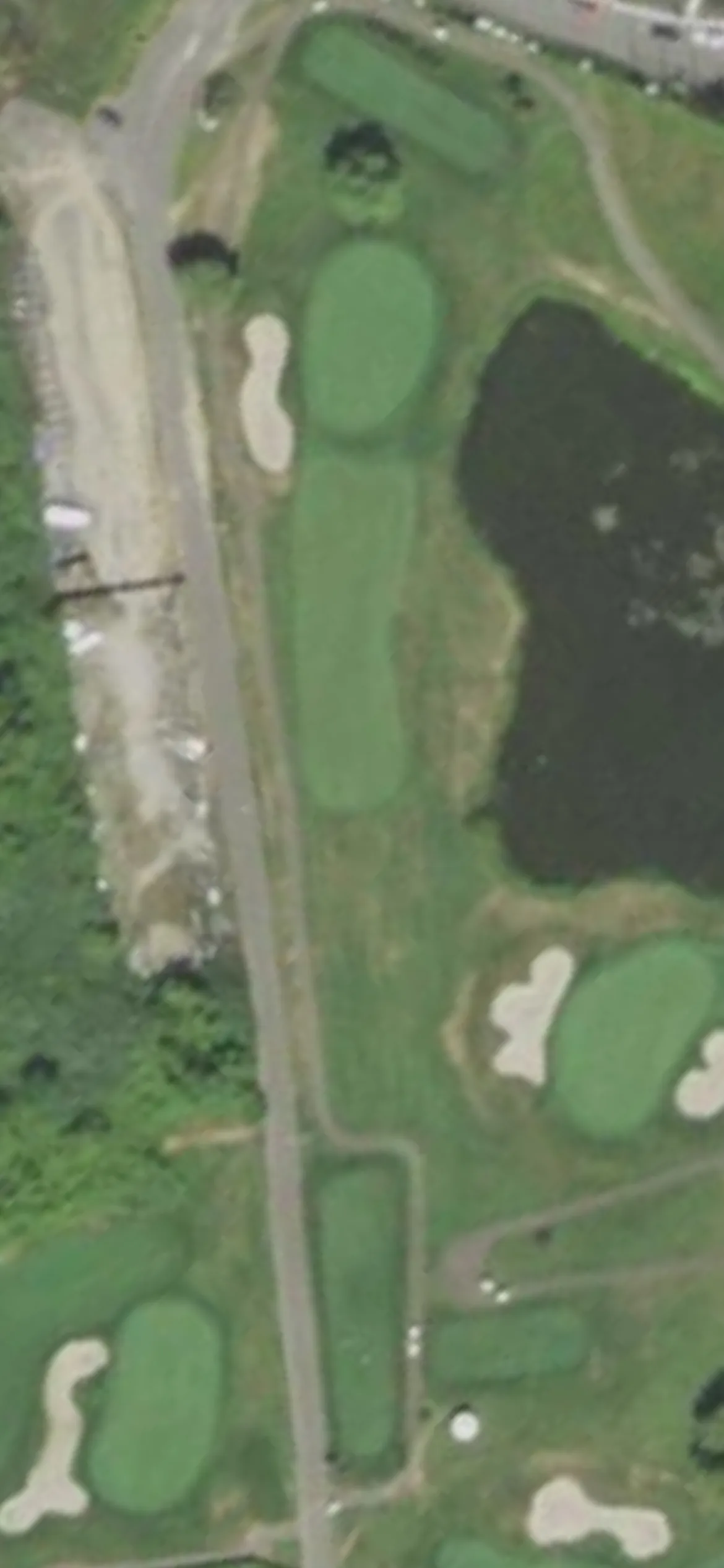Lawrence Yacht & Country Club hole 16 aerial preview, par 3, 201 yards