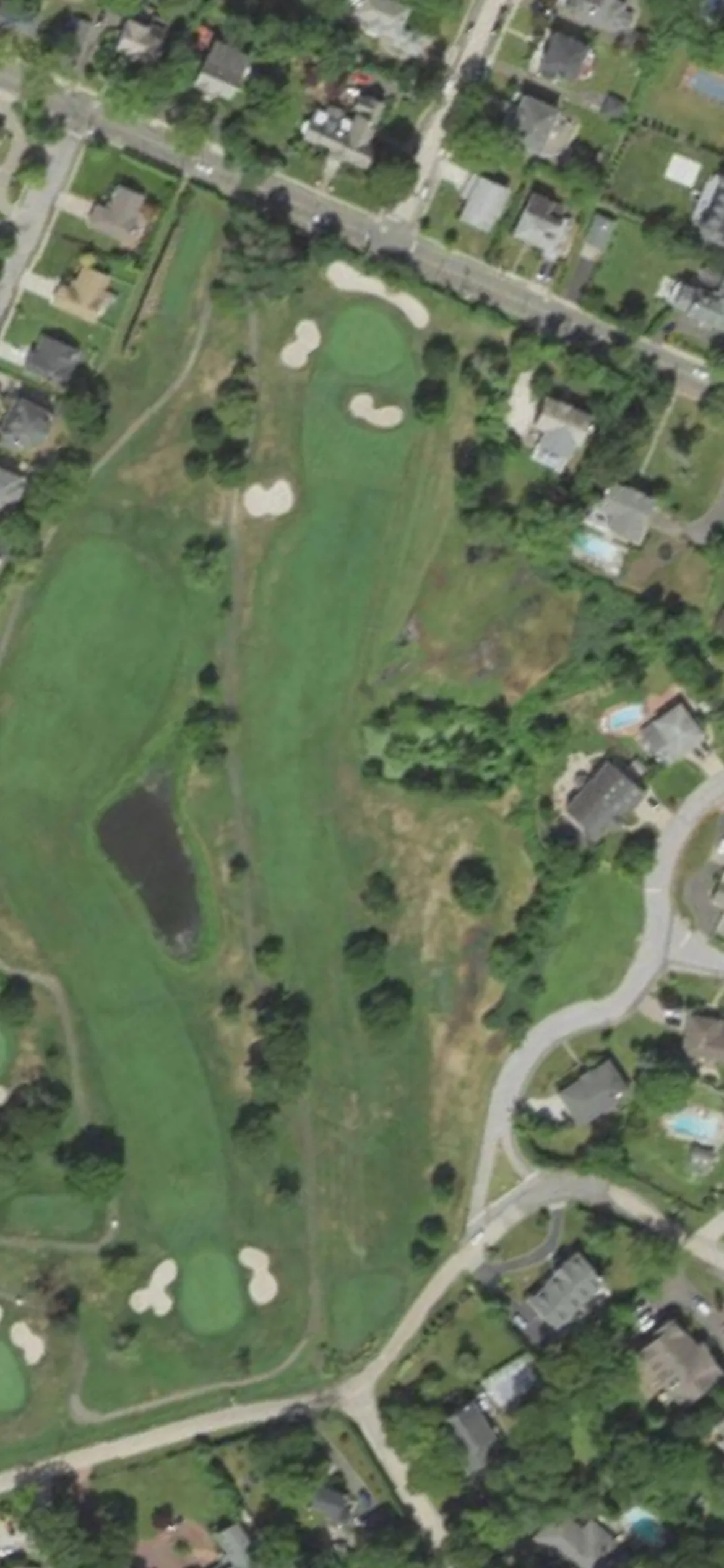 Lawrence Yacht & Country Club hole 6 aerial preview, par 4, 352 yards