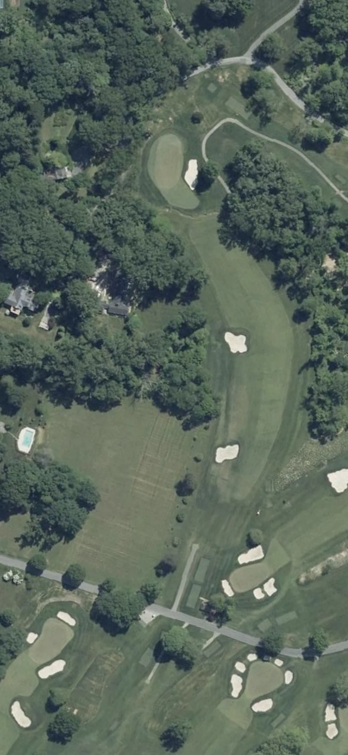 Green Spring Valley Hunt Club hole 7 aerial preview, par 4, 425 yards