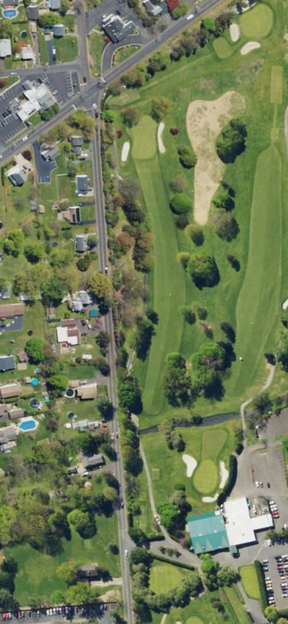 Bensalem Country Club hole 10 aerial preview, par 4, 373 yards