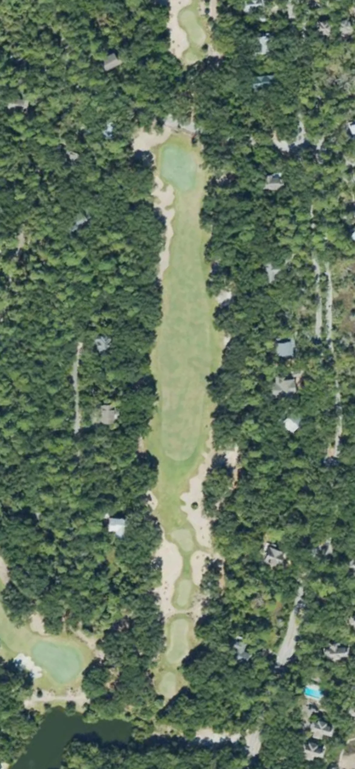 Bald Head Island Club hole 5 aerial preview, par 4, 418 yards