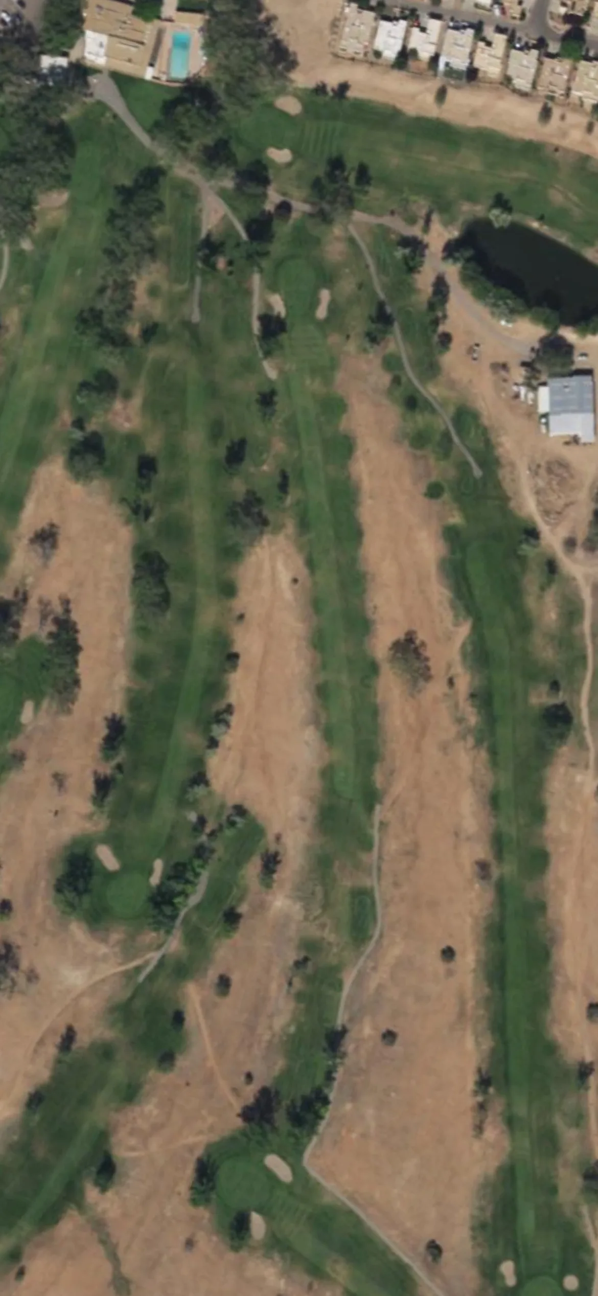 Santa Fe CC hole 9 aerial preview, par 4, 438 yards