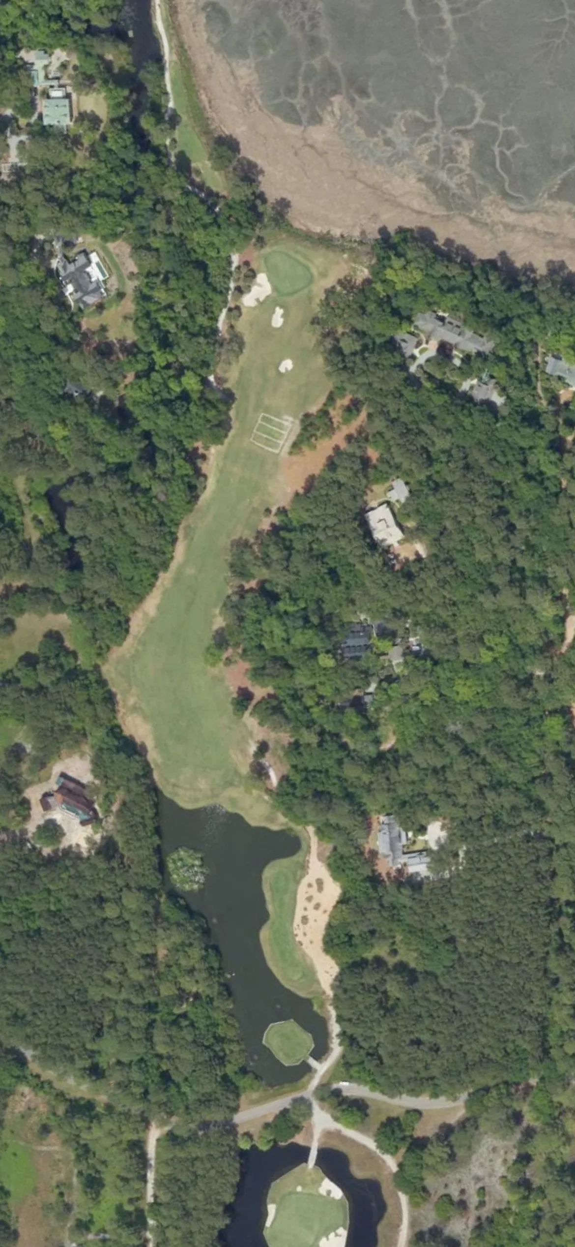 Old Tabby Links hole 16 aerial preview, par 5, 540 yards