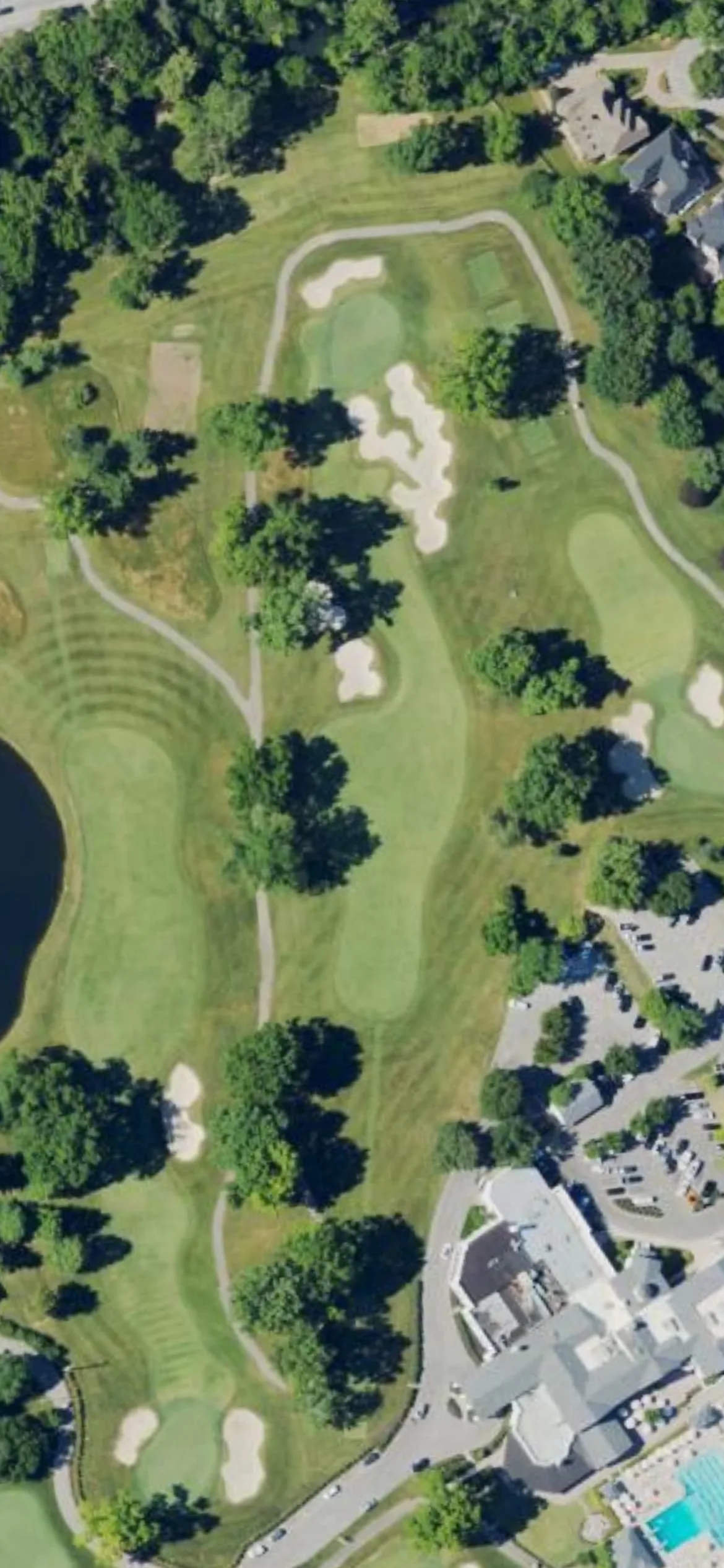 Big Spring Country Club hole 14 aerial preview, par 4, 331 yards