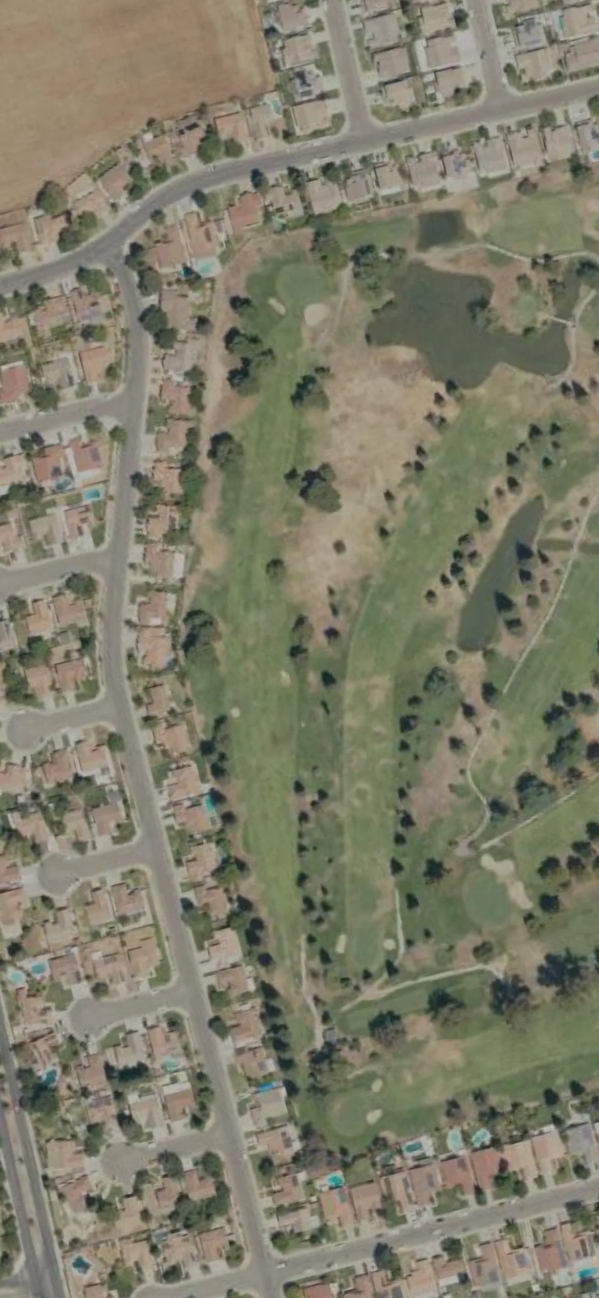 Rancho Del Rey GC hole 13 aerial preview, par 5, 511 yards