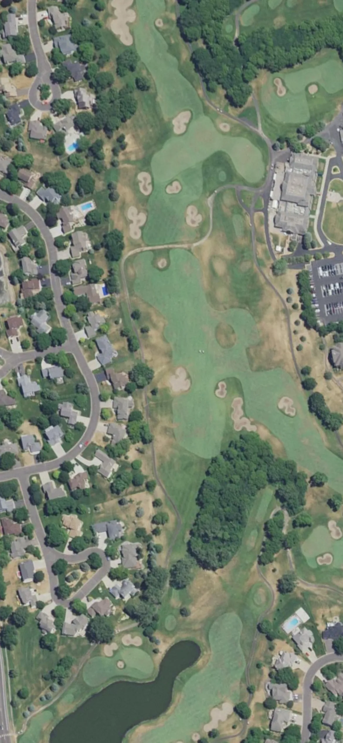 Edinburgh USA hole 9 aerial preview, par 5, 520 yards