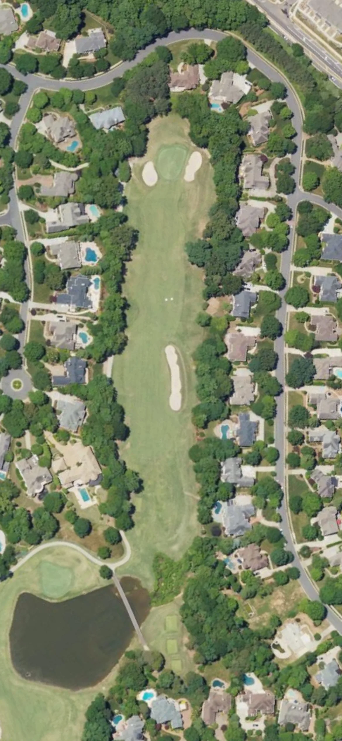 Ballantyne CC hole 14 aerial preview, par 4, 441 yards