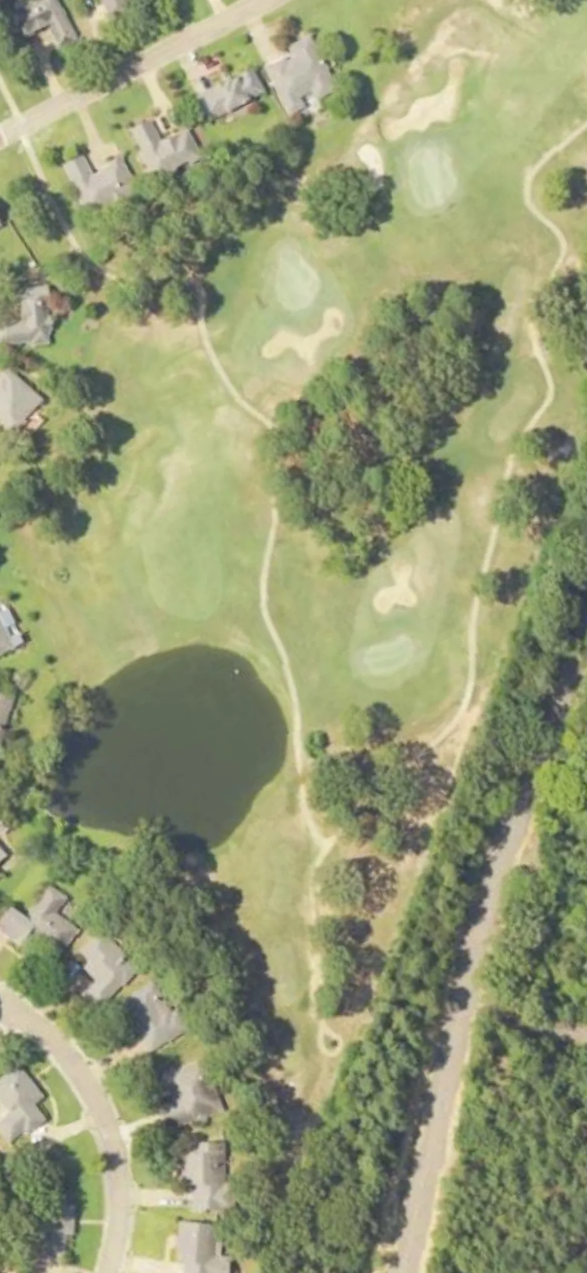 Randy Watkins - Whisper Lake hole 7 aerial preview, par 4, 330 yards