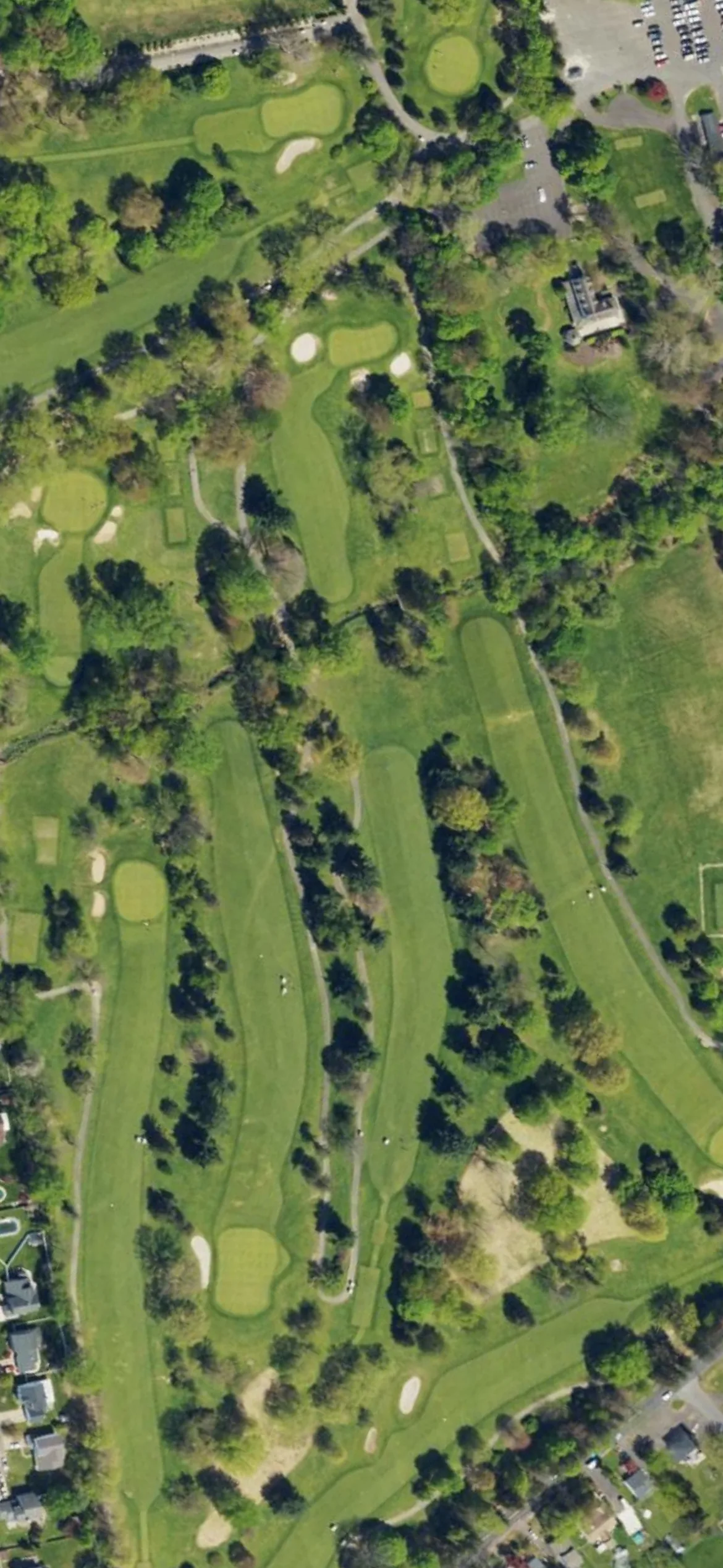 Bensalem Country Club hole 16 aerial preview, par 5, 521 yards