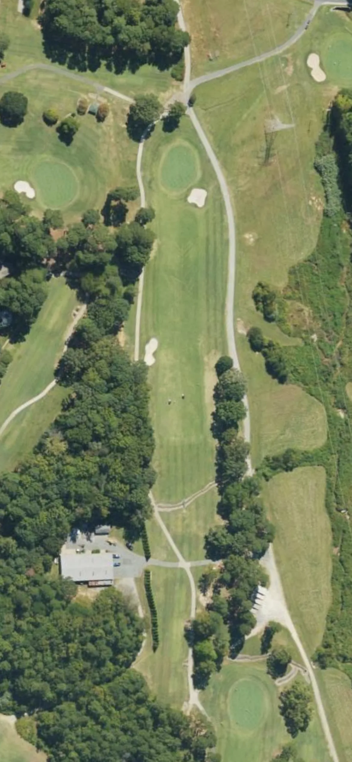 Cowans Ford CC hole 12 aerial preview, par 4, 401 yards