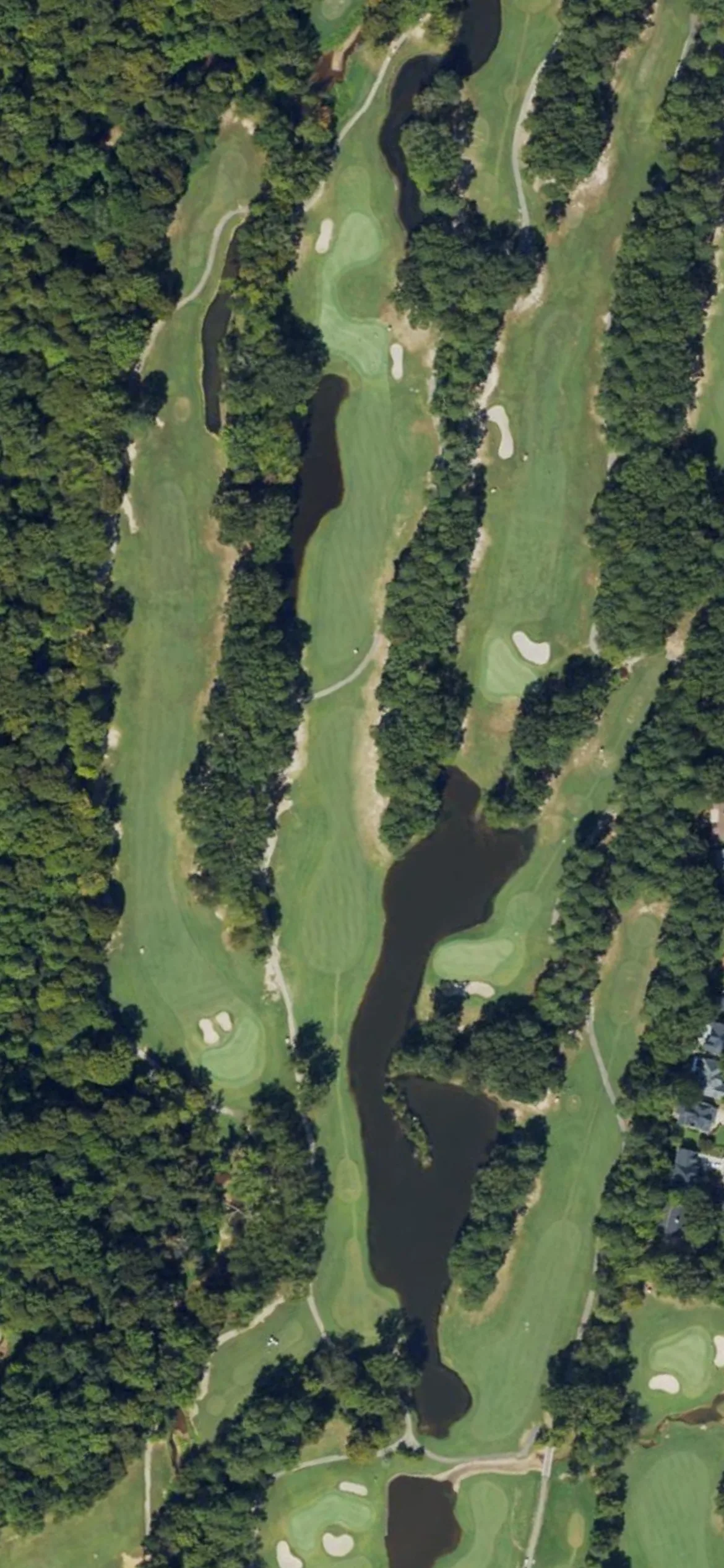 Lochmere GC hole 16 aerial preview, par 5, 522 yards
