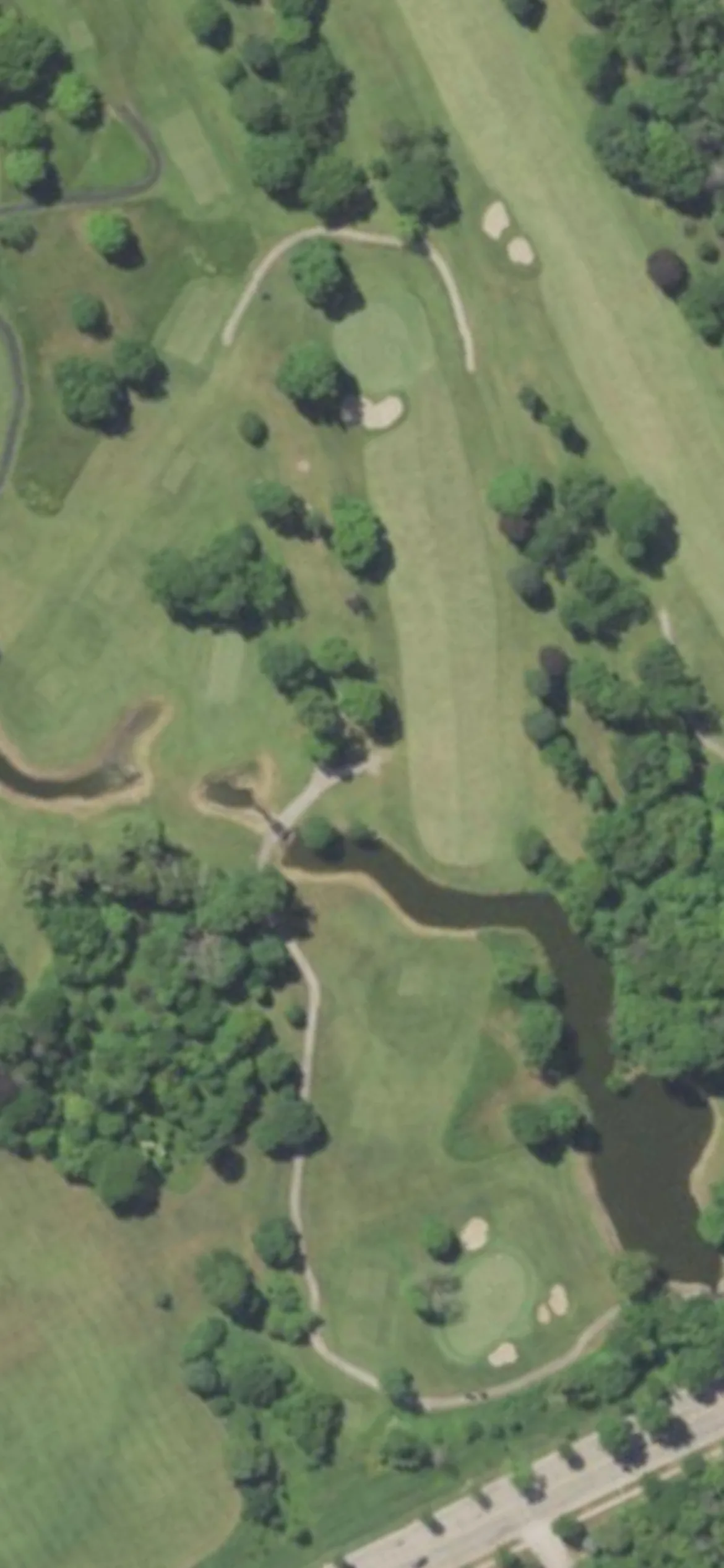 The Wisconsin Country Club hole 17 aerial preview, par 4, 374 yards