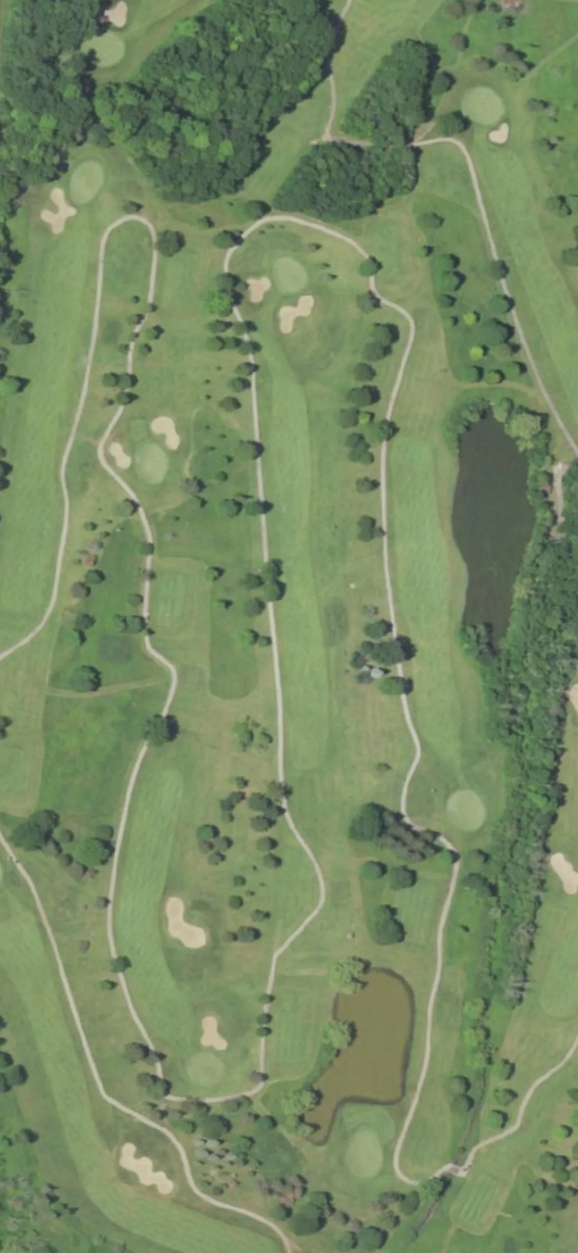 Oakwood Park Golf Course hole 6 aerial preview, par 5, 566 yards