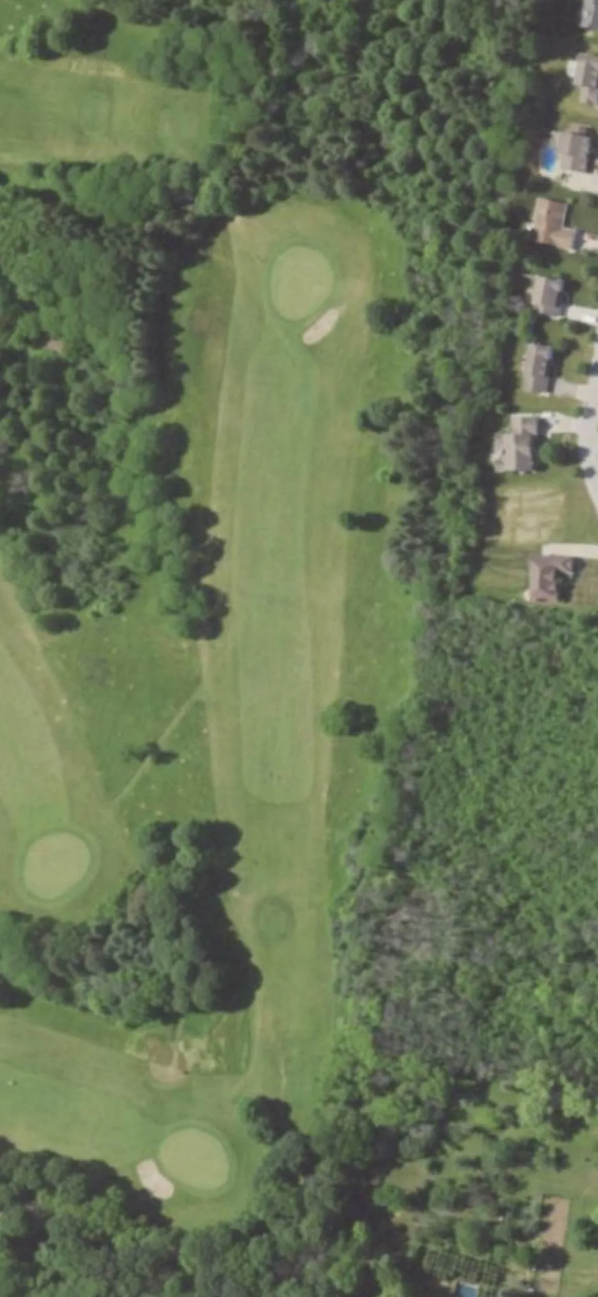 Dretzka Park GC hole 15 aerial preview, par 4, 388 yards