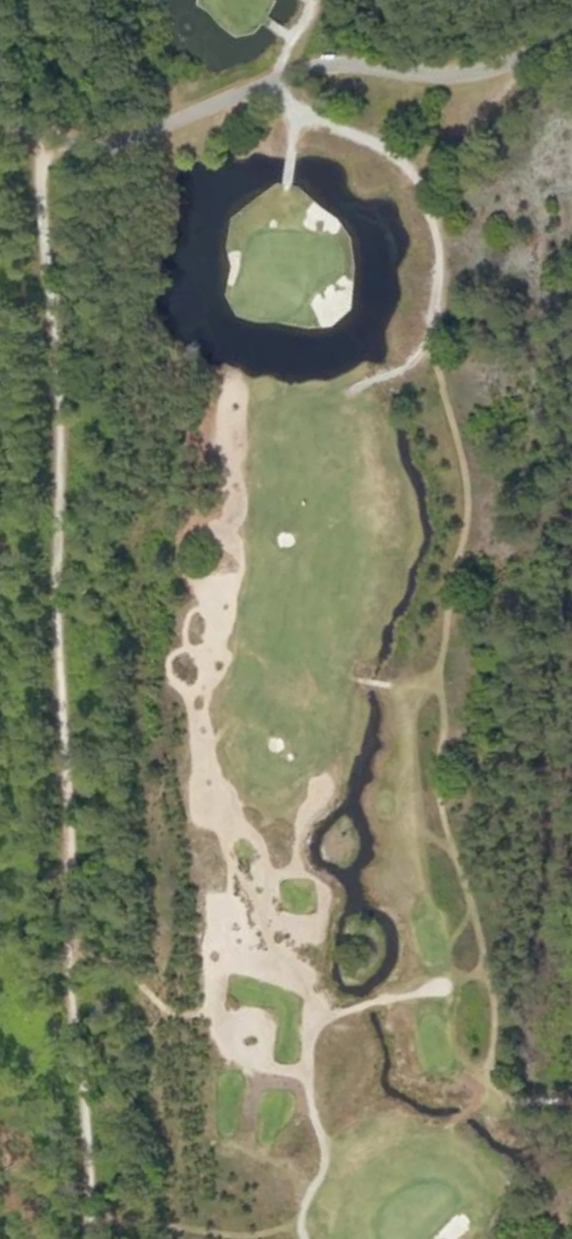 Old Tabby Links hole 15 aerial preview, par 4, 370 yards