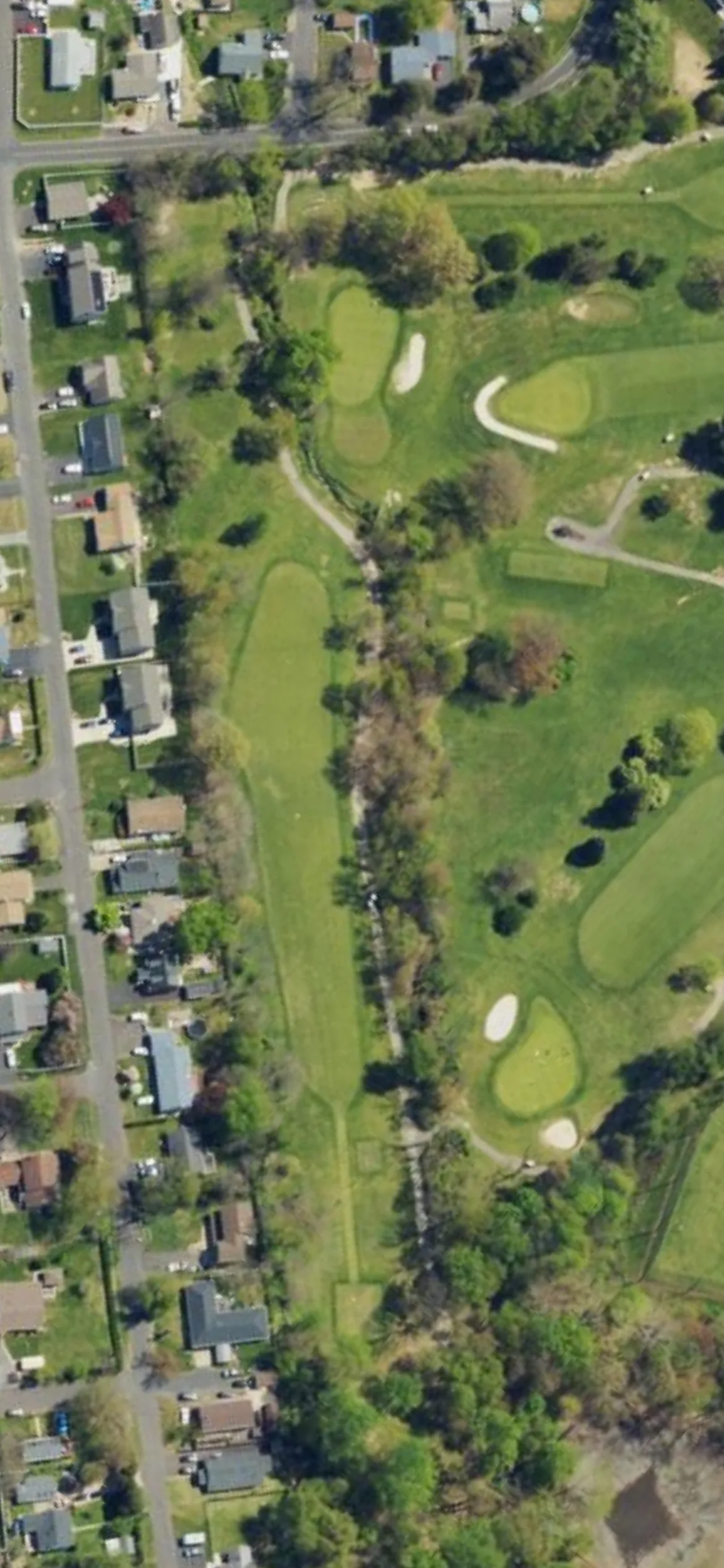 Bensalem Country Club hole 8 aerial preview, par 4, 376 yards