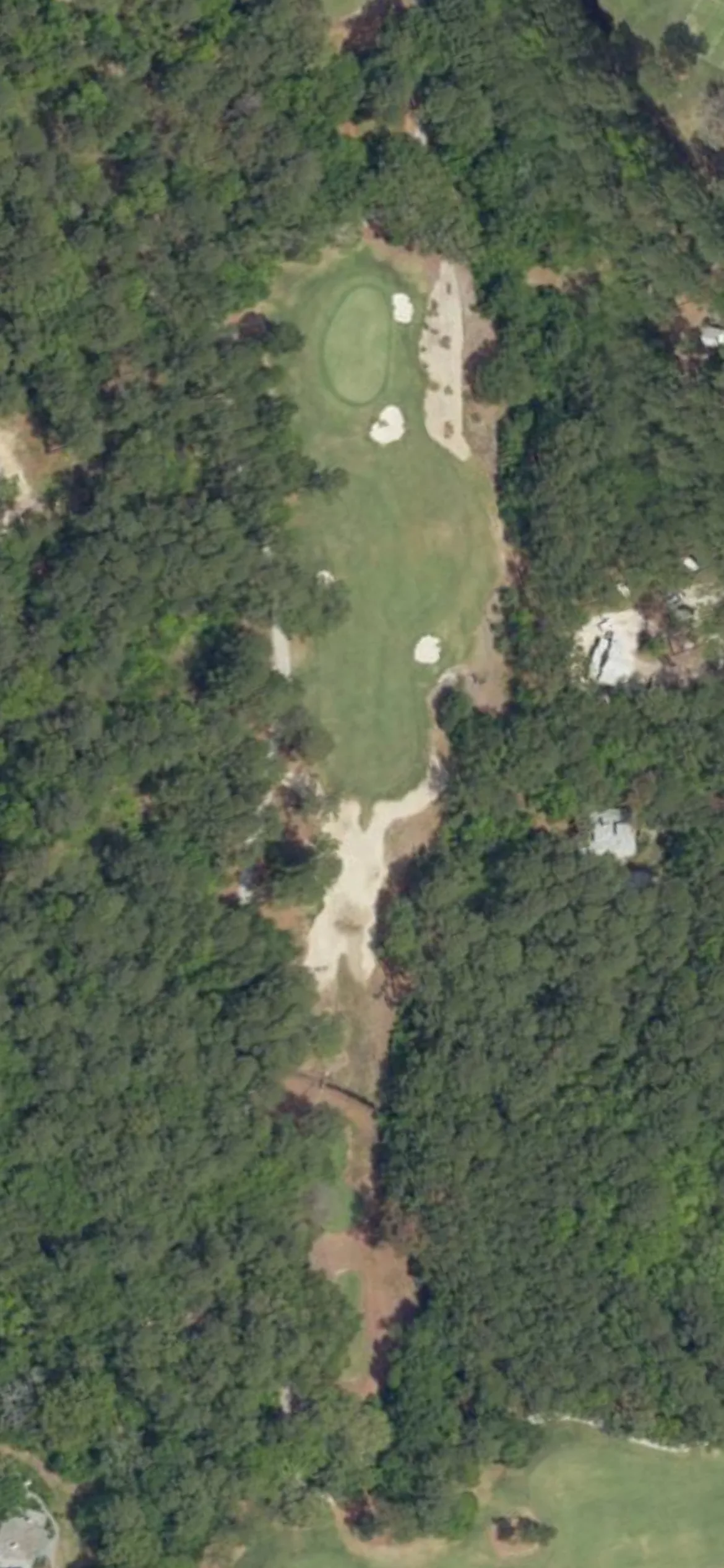 Old Tabby Links hole 5 aerial preview, par 4, 370 yards