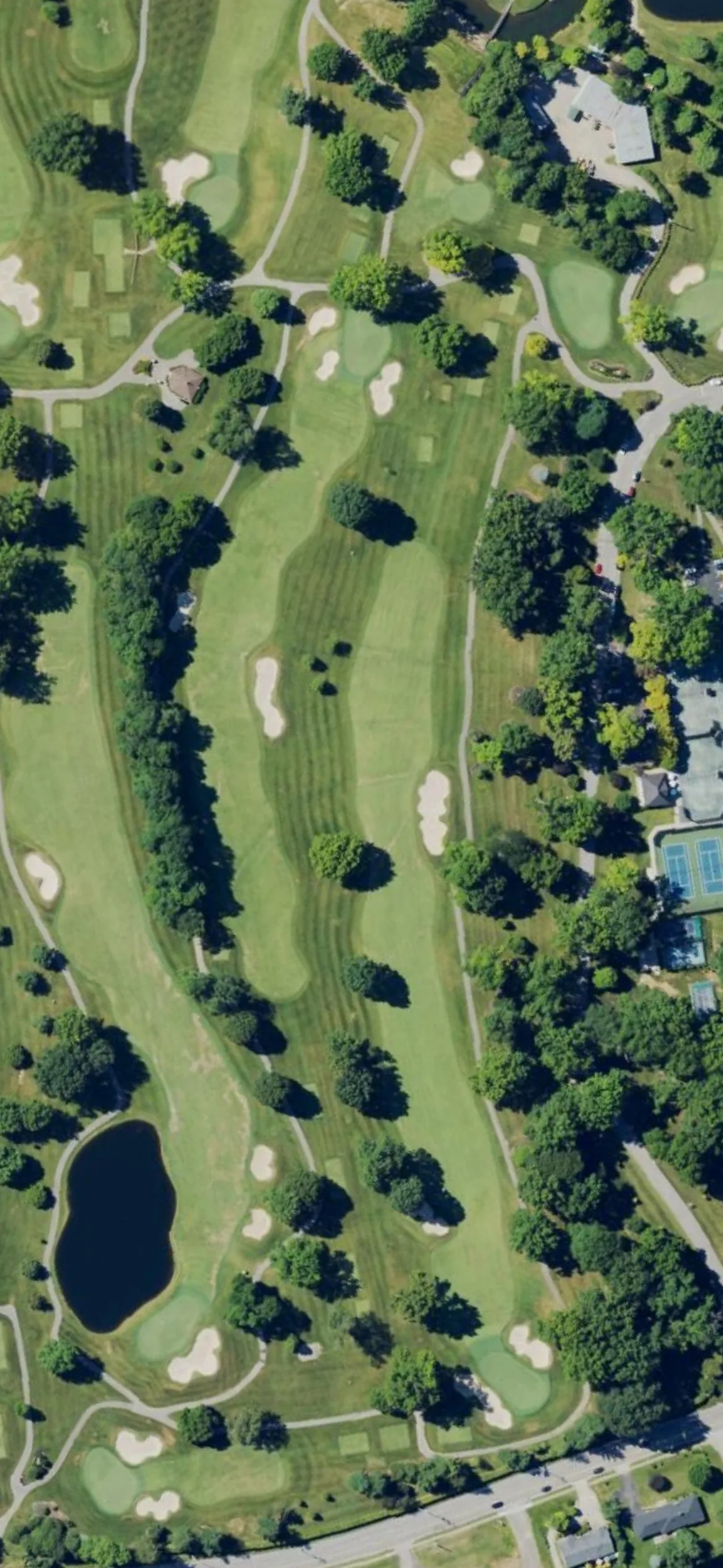 Big Spring Country Club hole 11 aerial preview, par 4, 486 yards