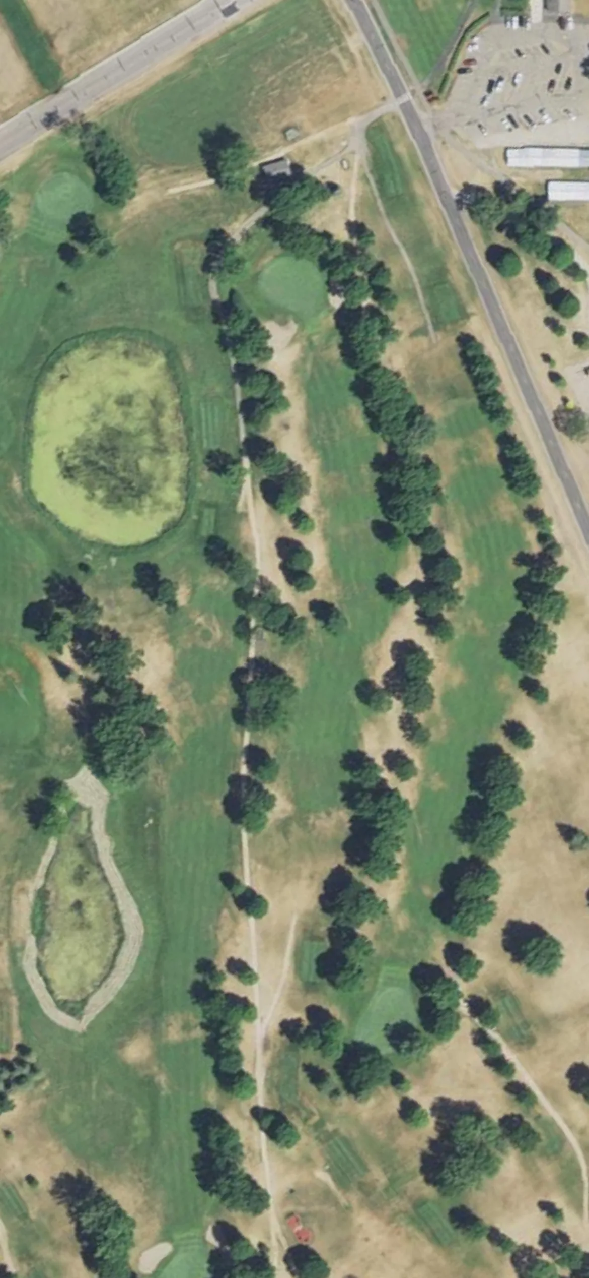Litchfield Golf Club hole 9 aerial preview, par 4, 404 yards