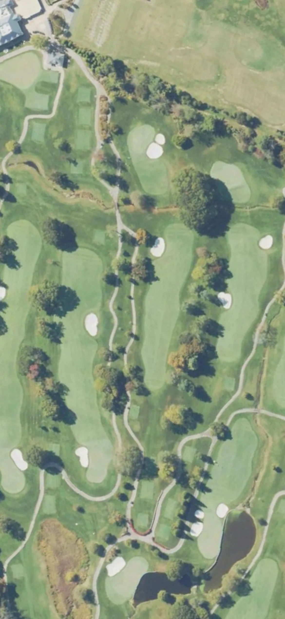 Westwood Country Club hole 9 aerial preview, par 4, 405 yards