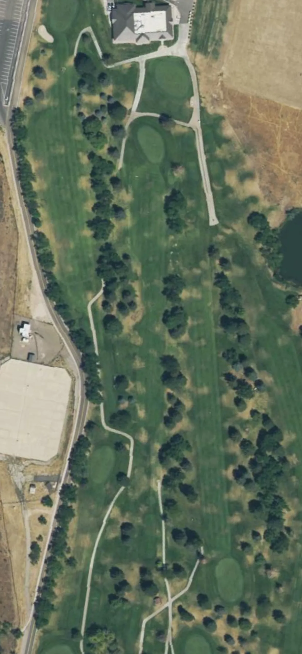 Hubbard GC at Hill AFB hole 9 aerial preview, par 4, 396 yards