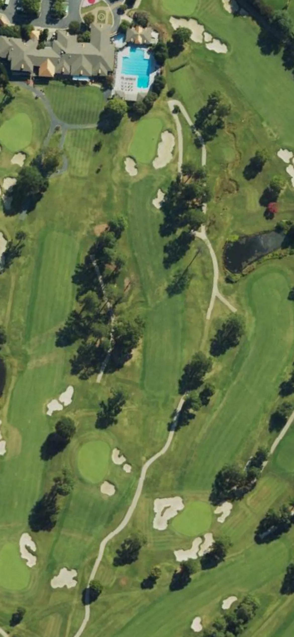Raleigh CC hole 15 aerial preview, par 4, 391 yards