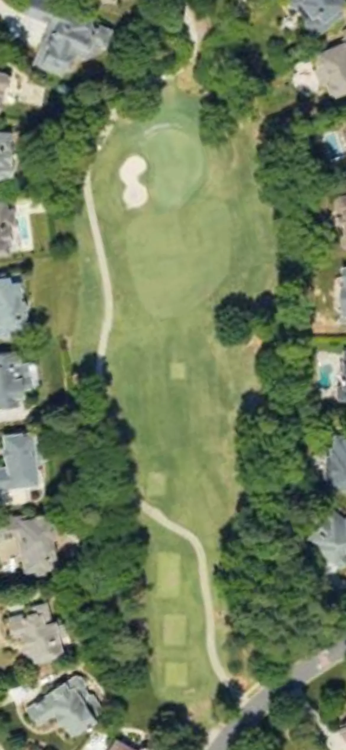 Ballantyne CC hole 8 aerial preview, par 3, 208 yards