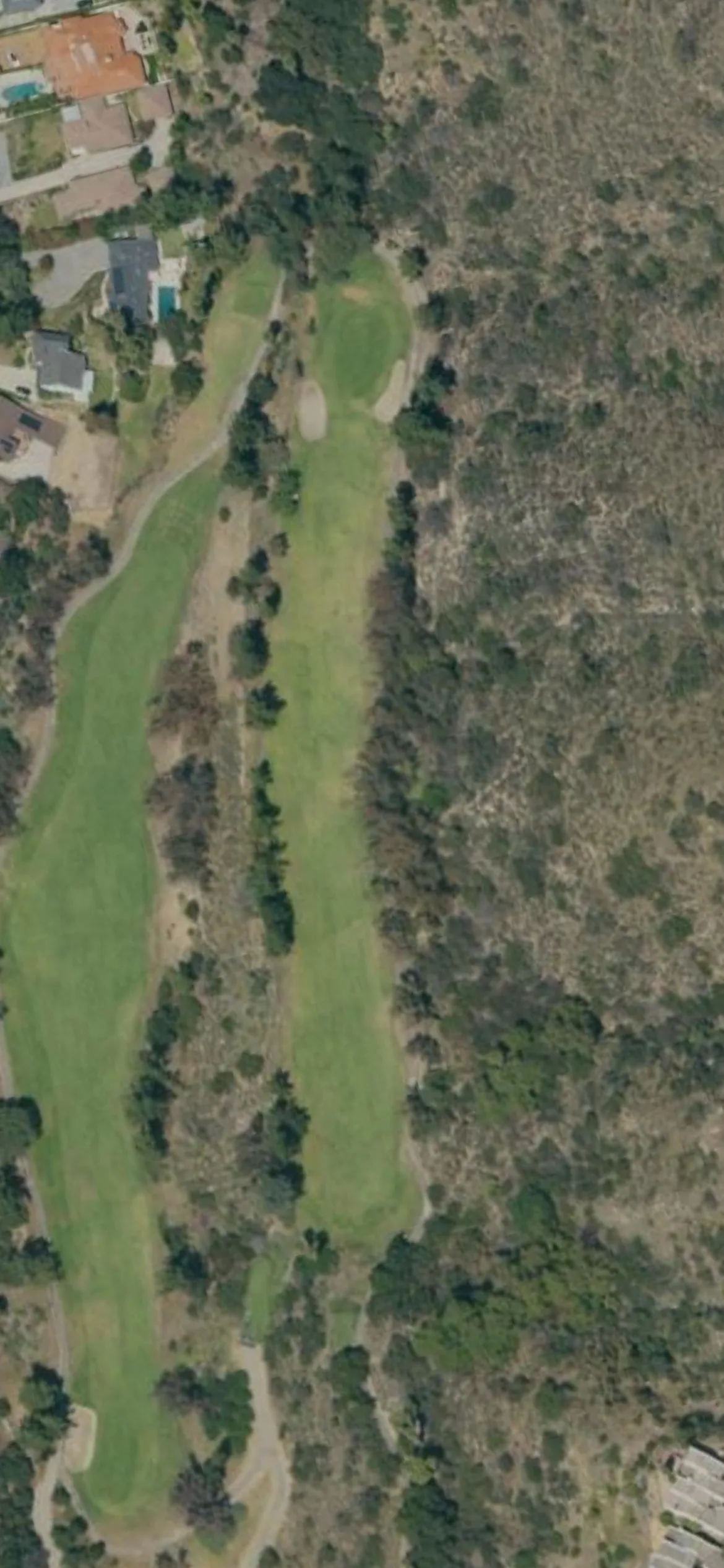 La Canada Flintridge Country Club hole 12 aerial preview, par 5, 449 yards