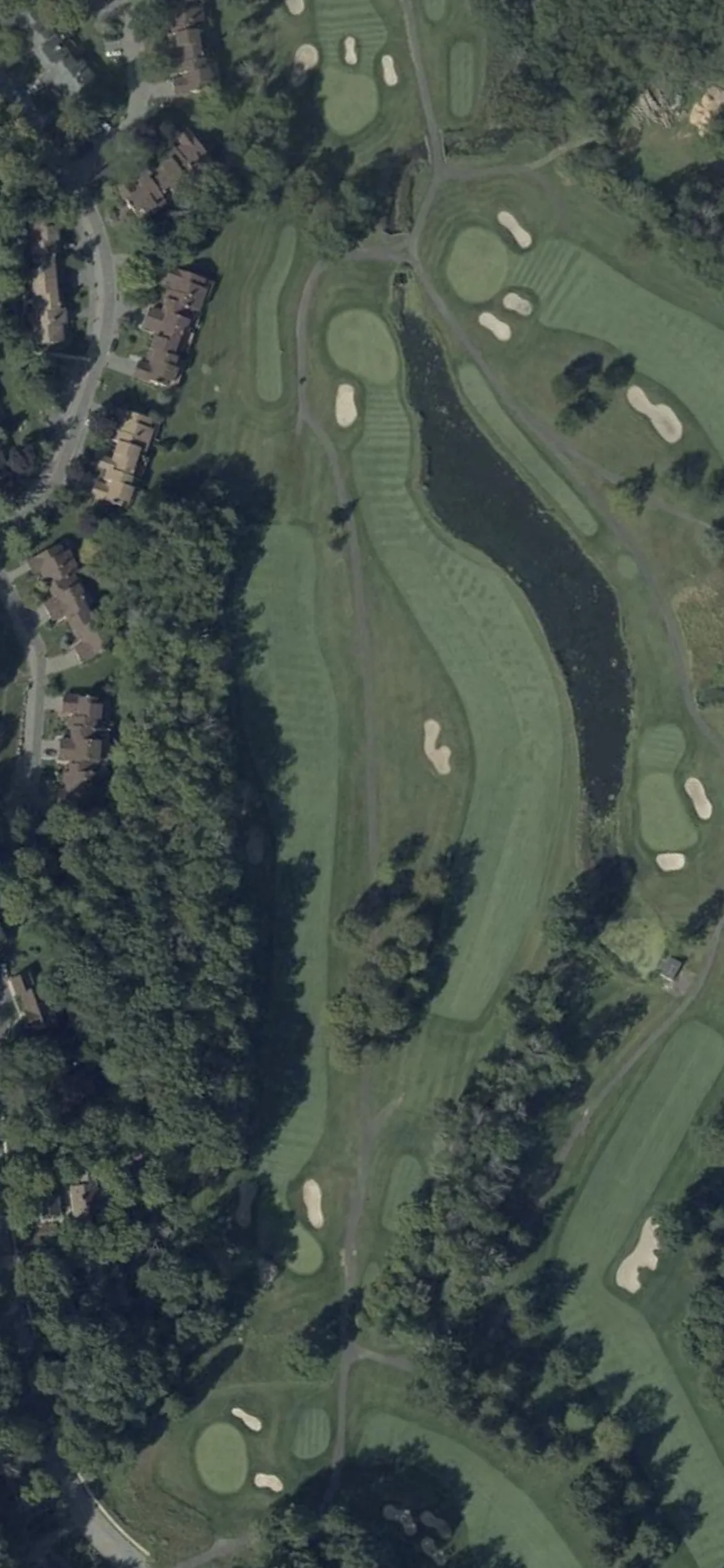 Panther Valley Country Club hole 9 aerial preview, par 4, 445 yards