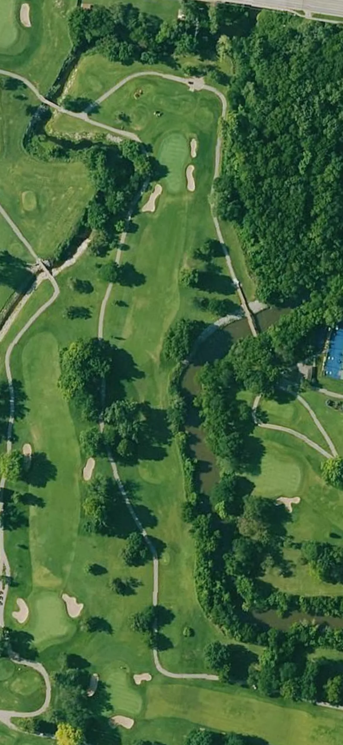 Rolling Hills Country Club hole 8 aerial preview, par 4, 360 yards
