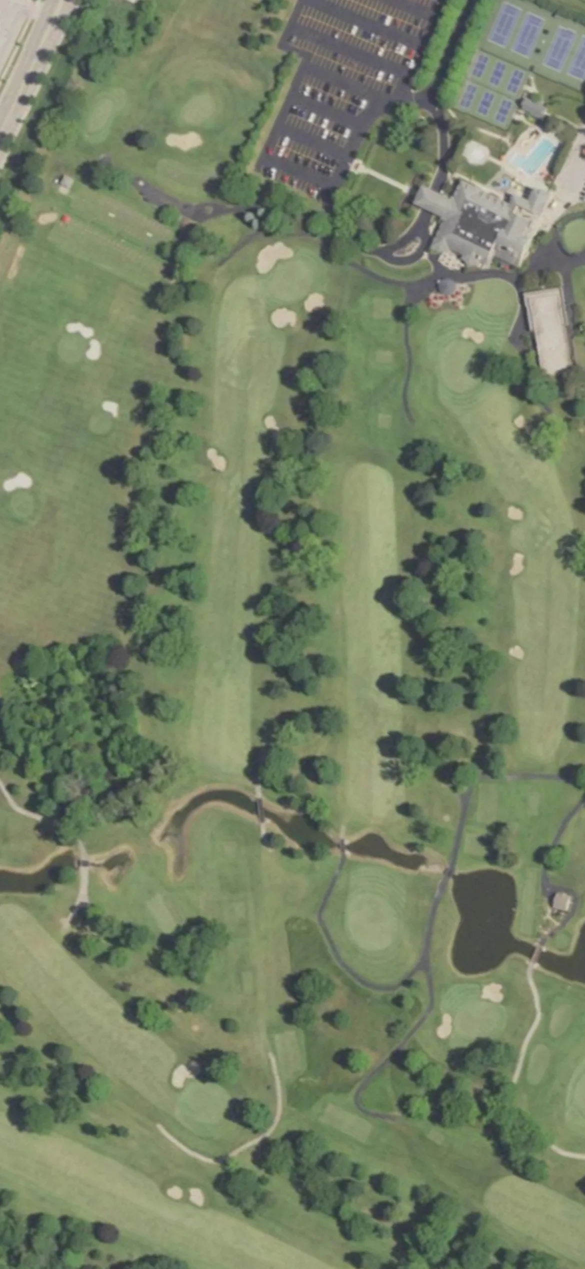 The Wisconsin Country Club hole 18 aerial preview, par 5, 504 yards