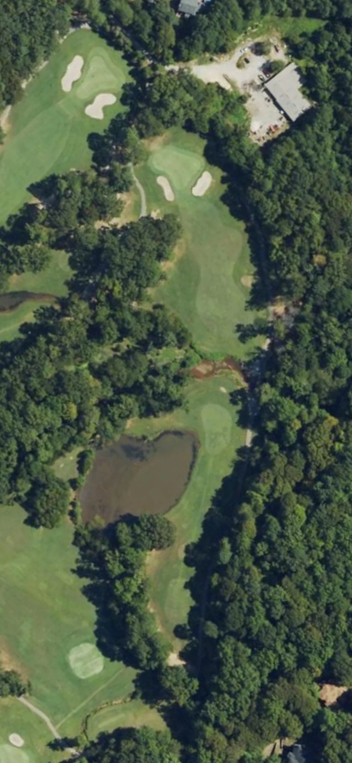 Lochmere GC hole 14 aerial preview, par 4, 353 yards