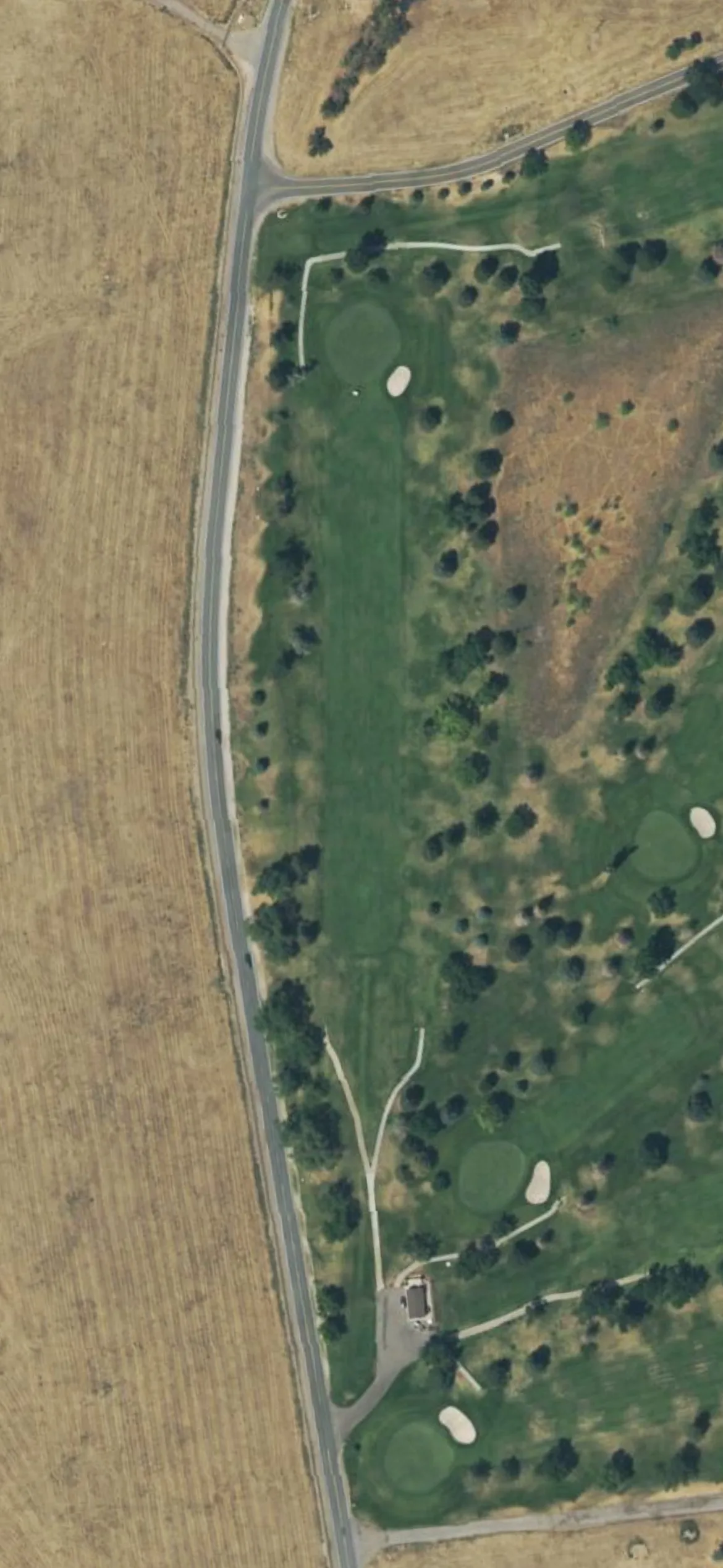 Hubbard GC at Hill AFB hole 14 aerial preview, par 4, 454 yards