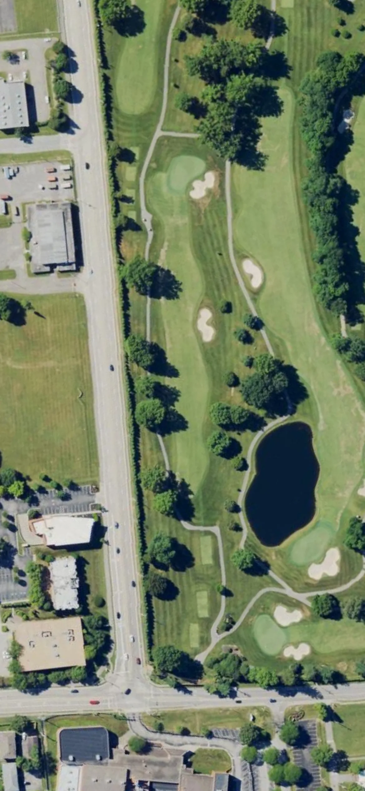 Big Spring Country Club hole 3 aerial preview, par 4, 393 yards
