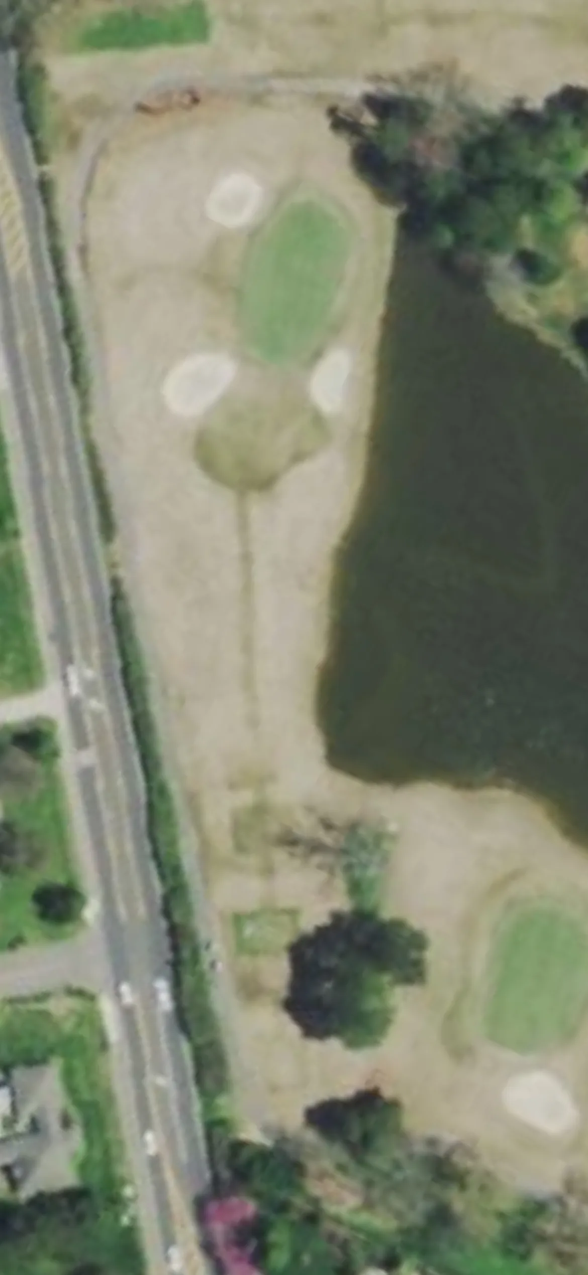 Fox Den Country Club hole 13 aerial preview, par 3, 166 yards