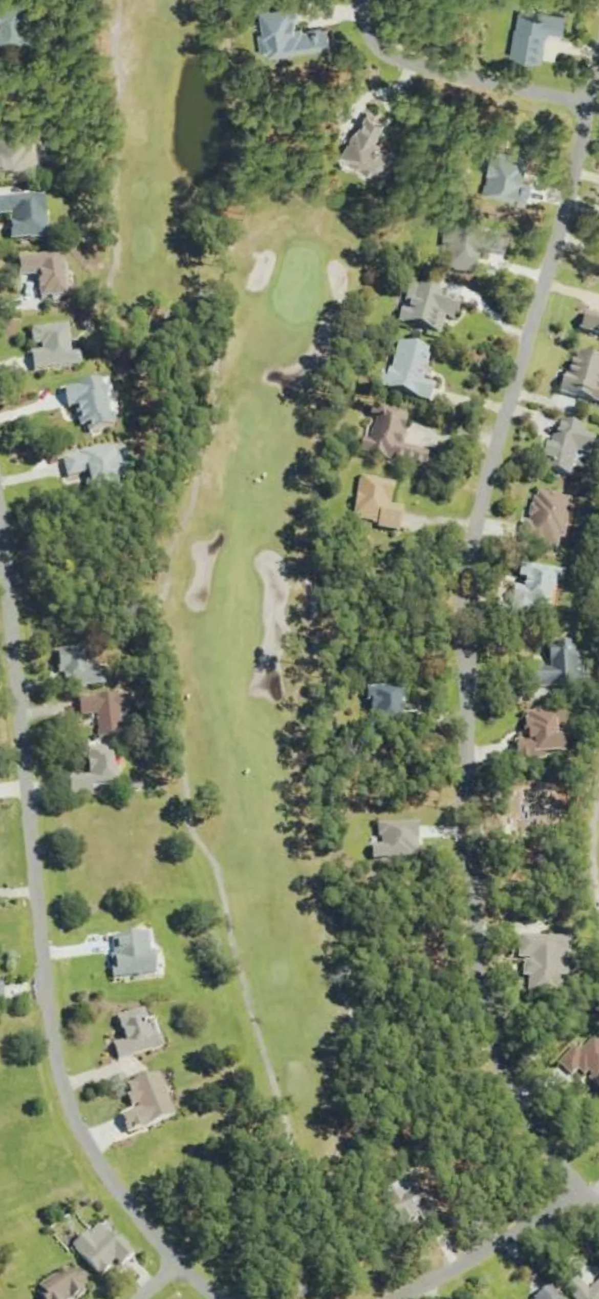 Lockwood Folly CC hole 13 aerial preview, par 4, 409 yards