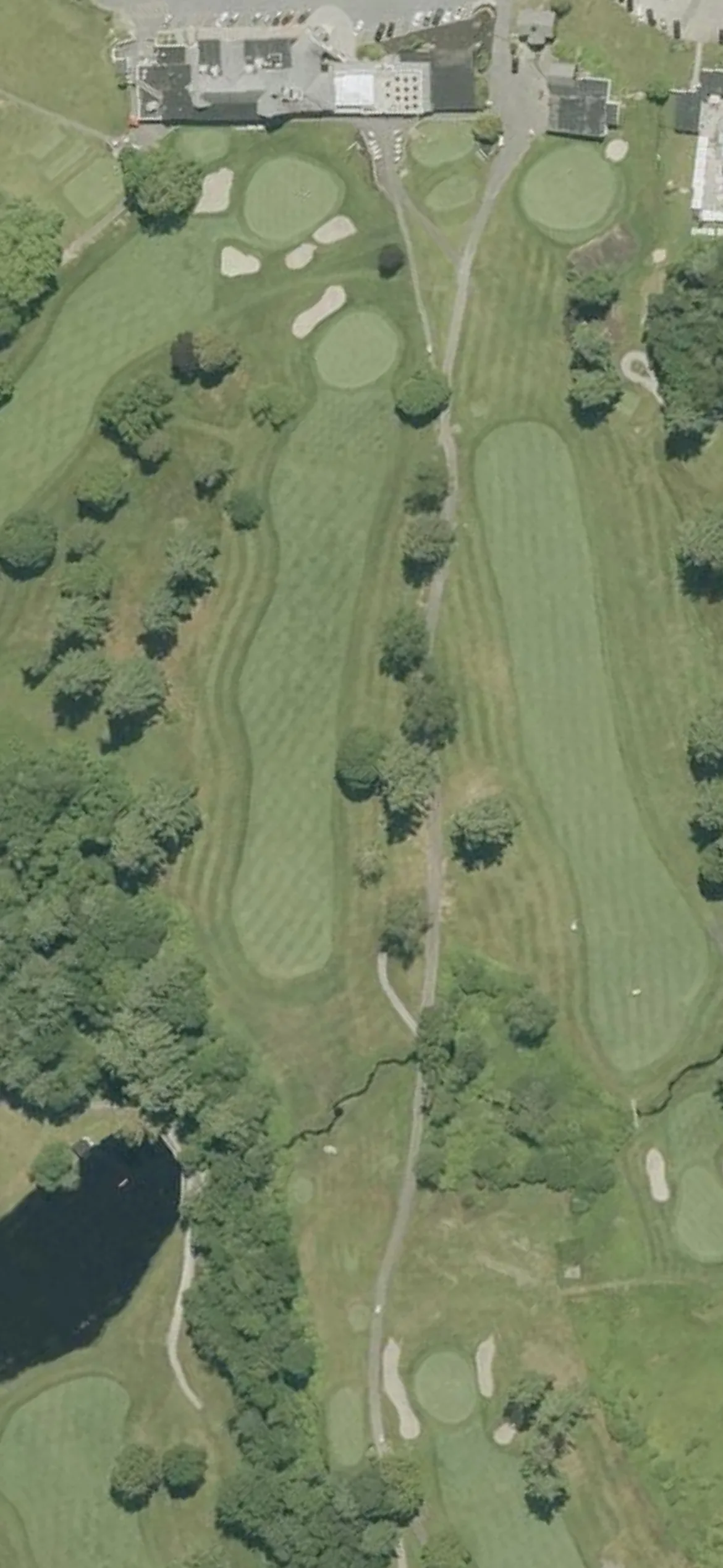 Haverhill Country Club hole 9 aerial preview, par 4, 392 yards