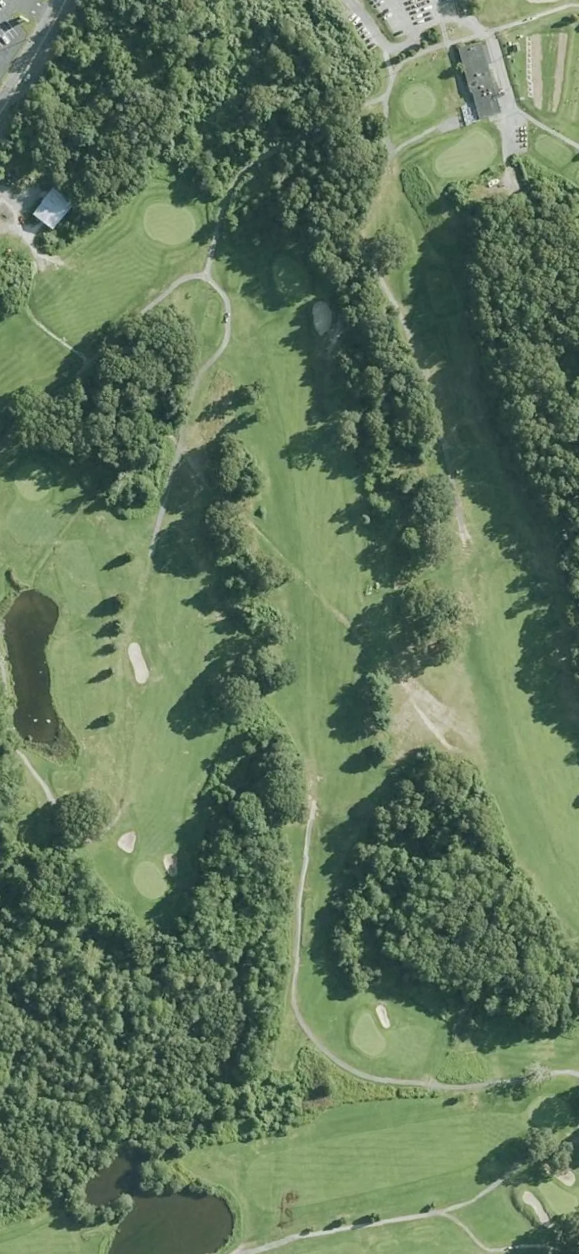 Whaling City Golf Course hole 9 aerial preview, par 5, 473 yards