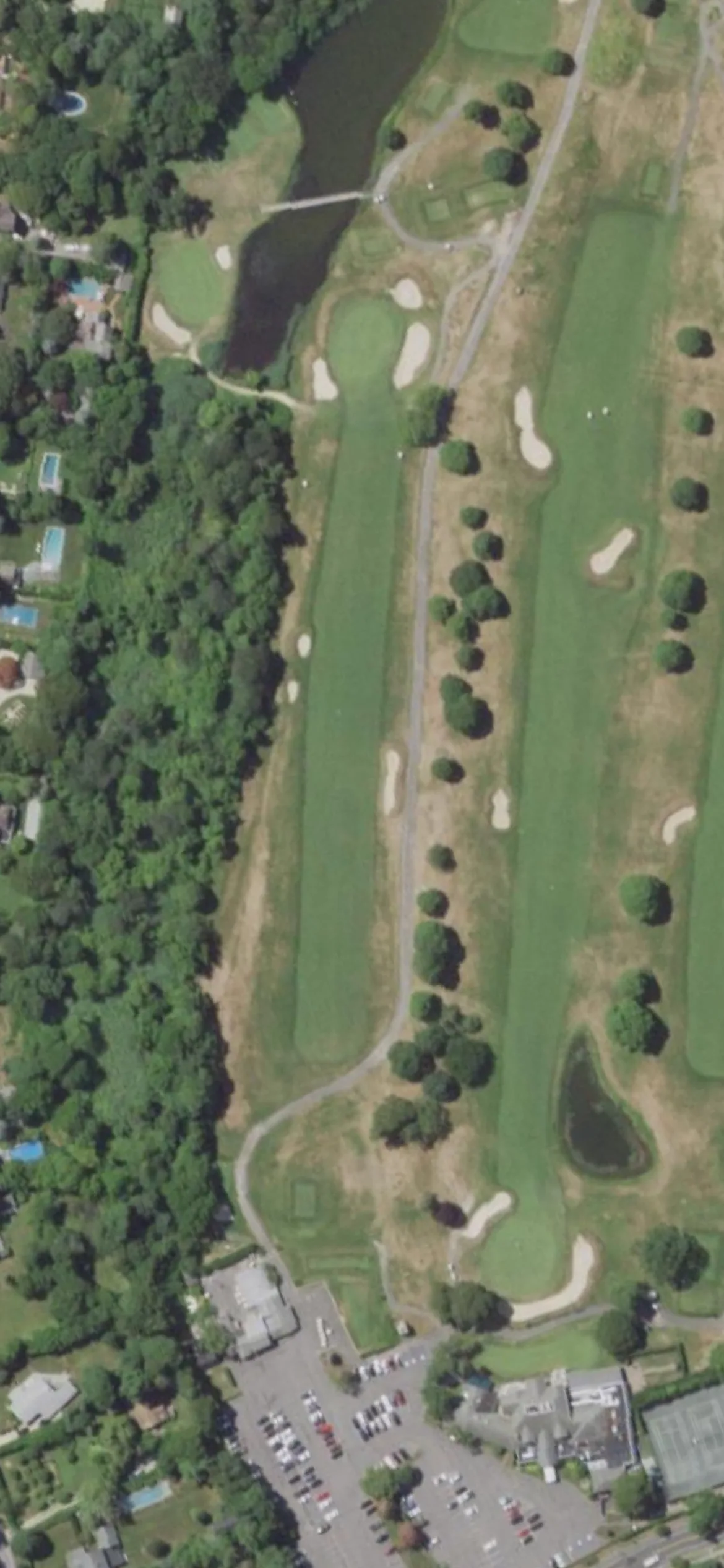 Bellport Golf Club hole 9 aerial preview, par 4, 405 yards
