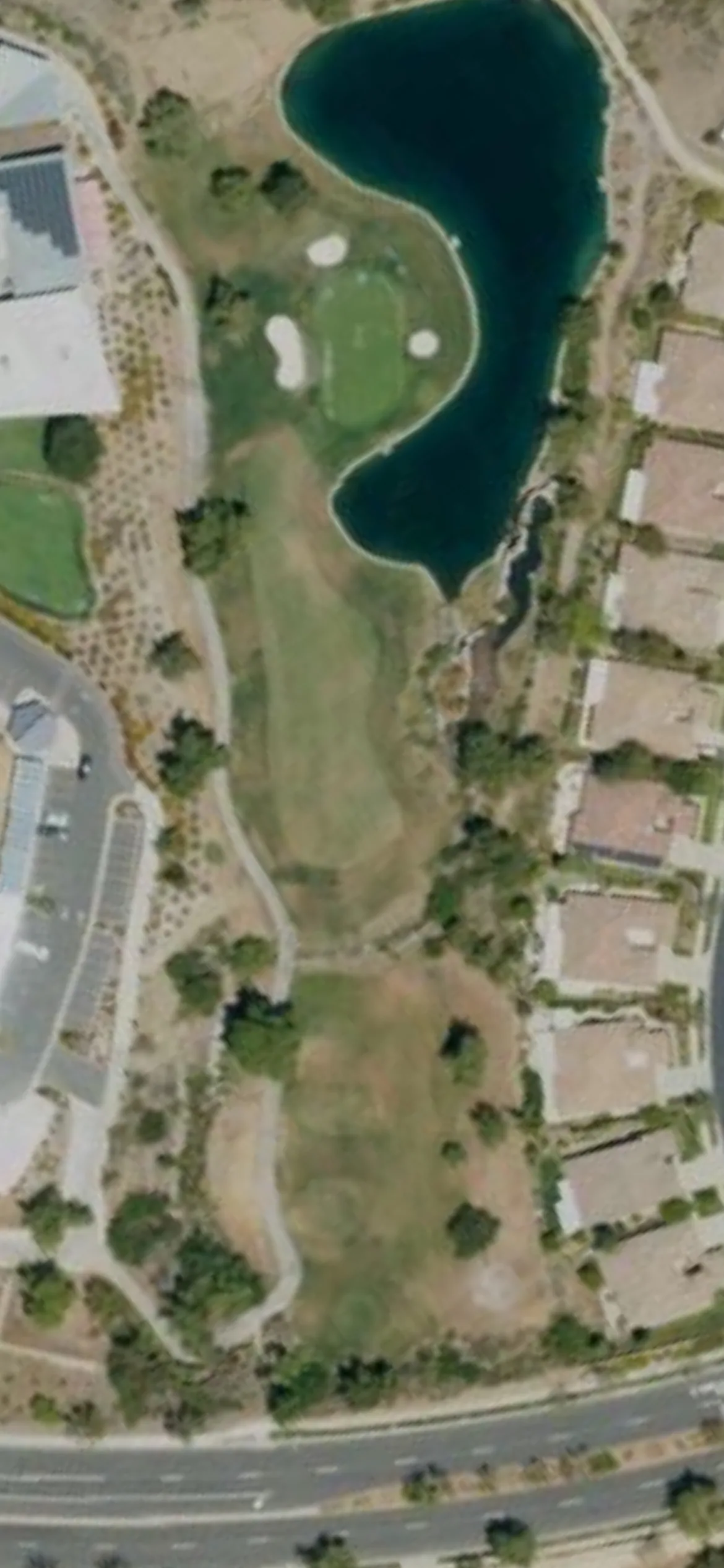 Glen Ivy Golf Club hole 9 aerial preview, par 3, 199 yards