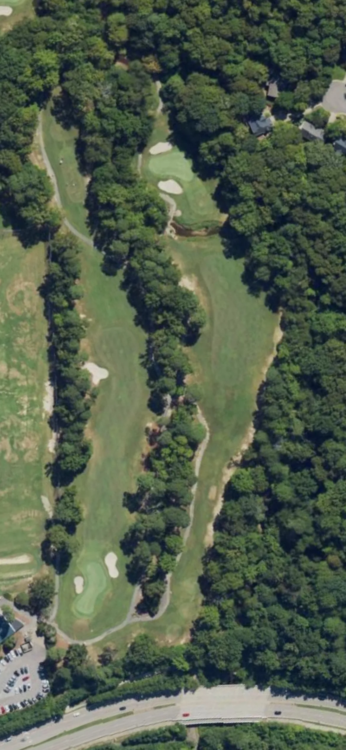 Lochmere GC hole 10 aerial preview, par 4, 380 yards