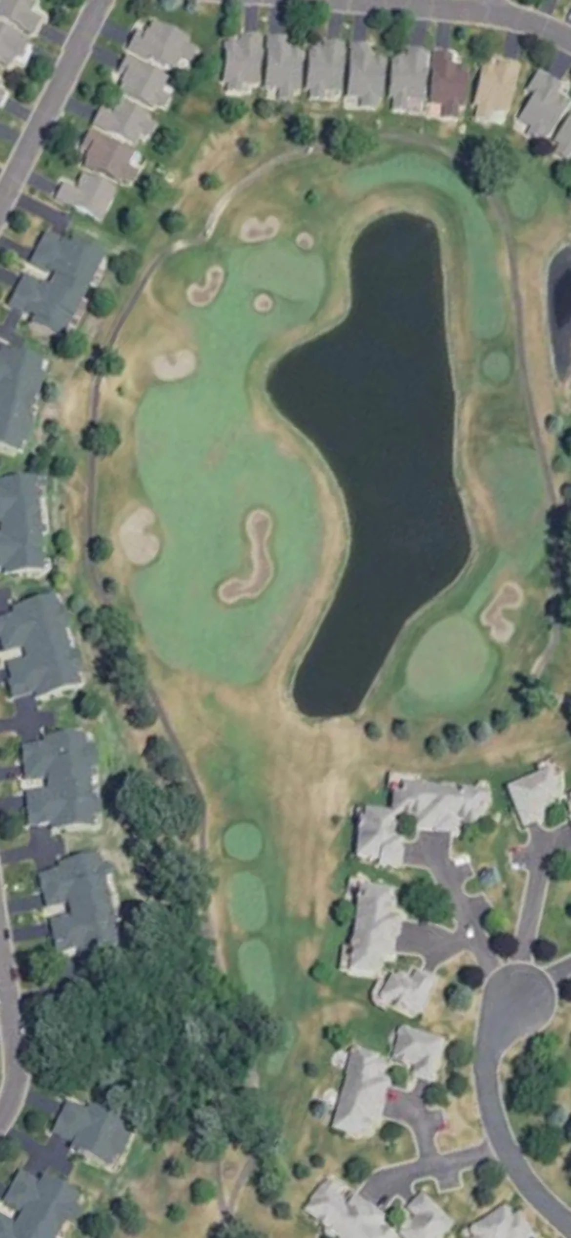 Edinburgh USA hole 5 aerial preview, par 4, 350 yards