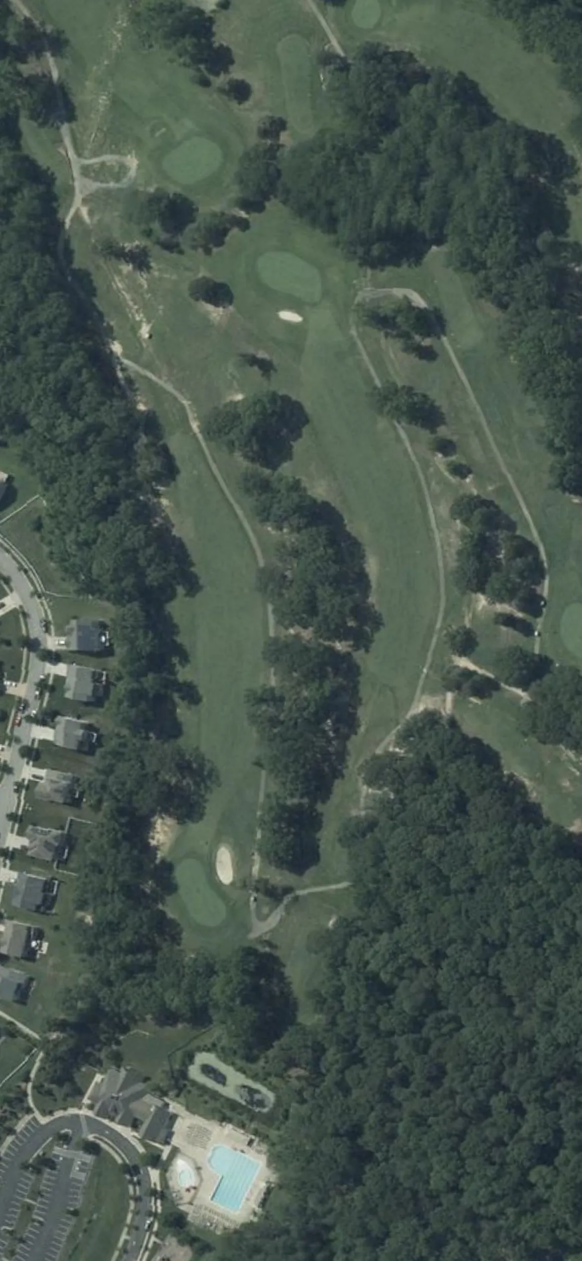 White Plains Golf Course hole 16 aerial preview, par 4, 411 yards