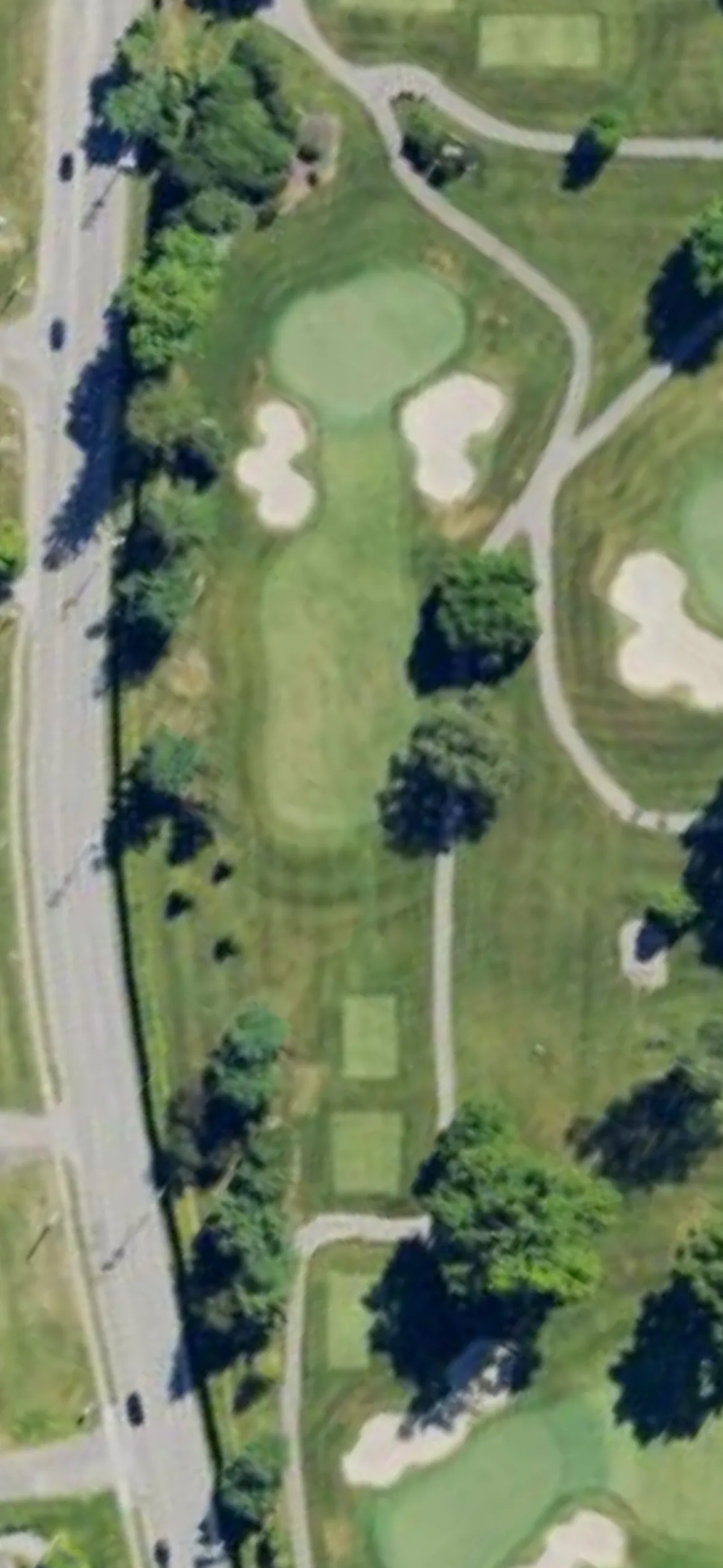 Big Spring Country Club hole 2 aerial preview, par 3, 169 yards