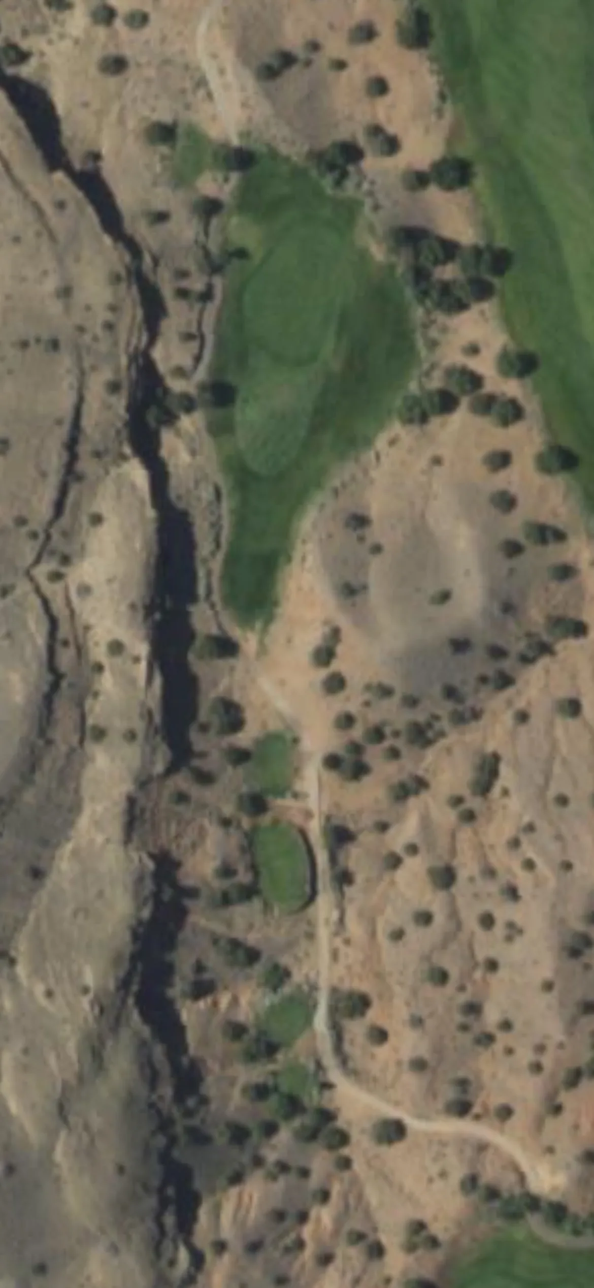 Twin Warriors GC hole 15 aerial preview, par 3, 244 yards